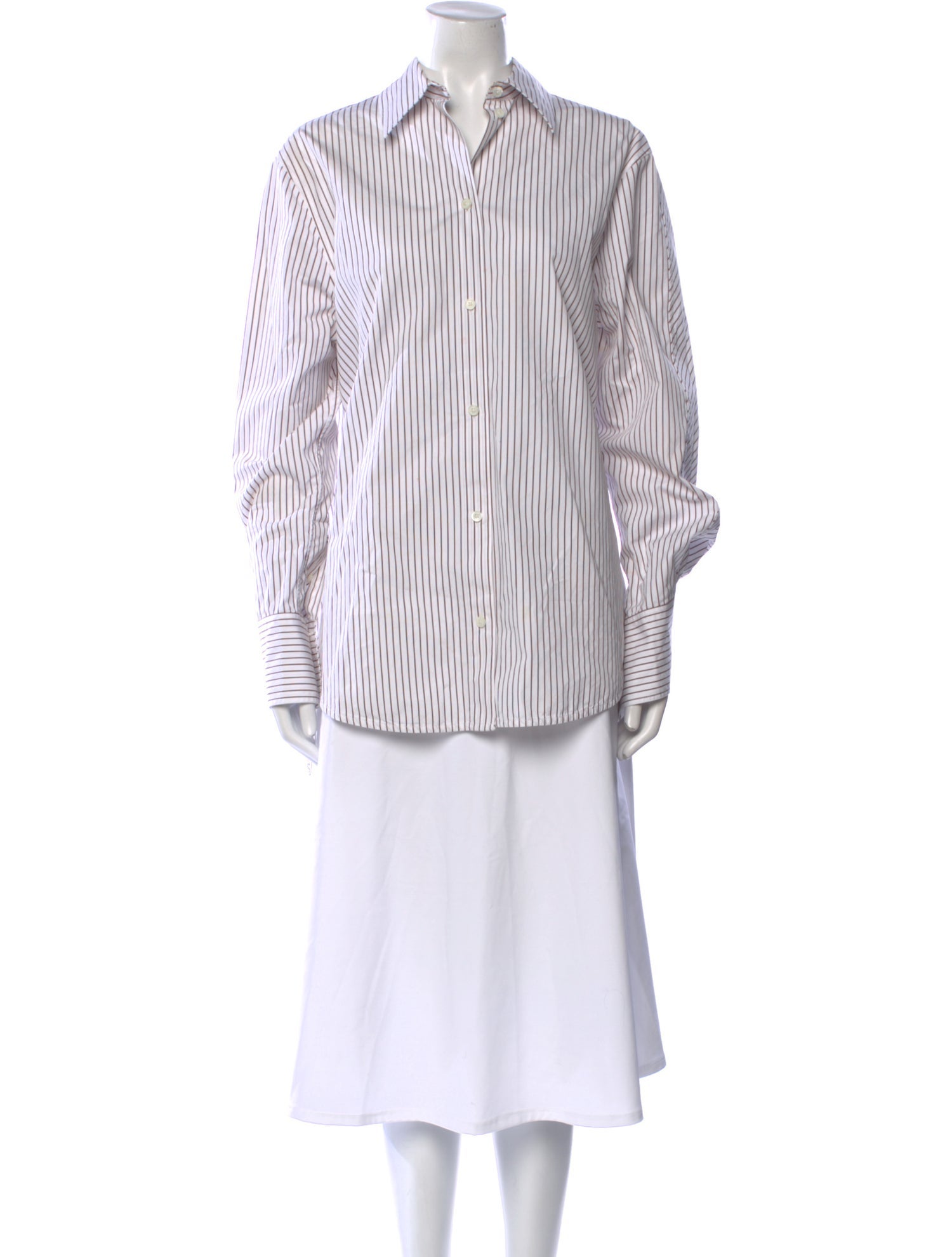 TOTEME Kimono-Sleeve Poplin Striped Button-Up Top