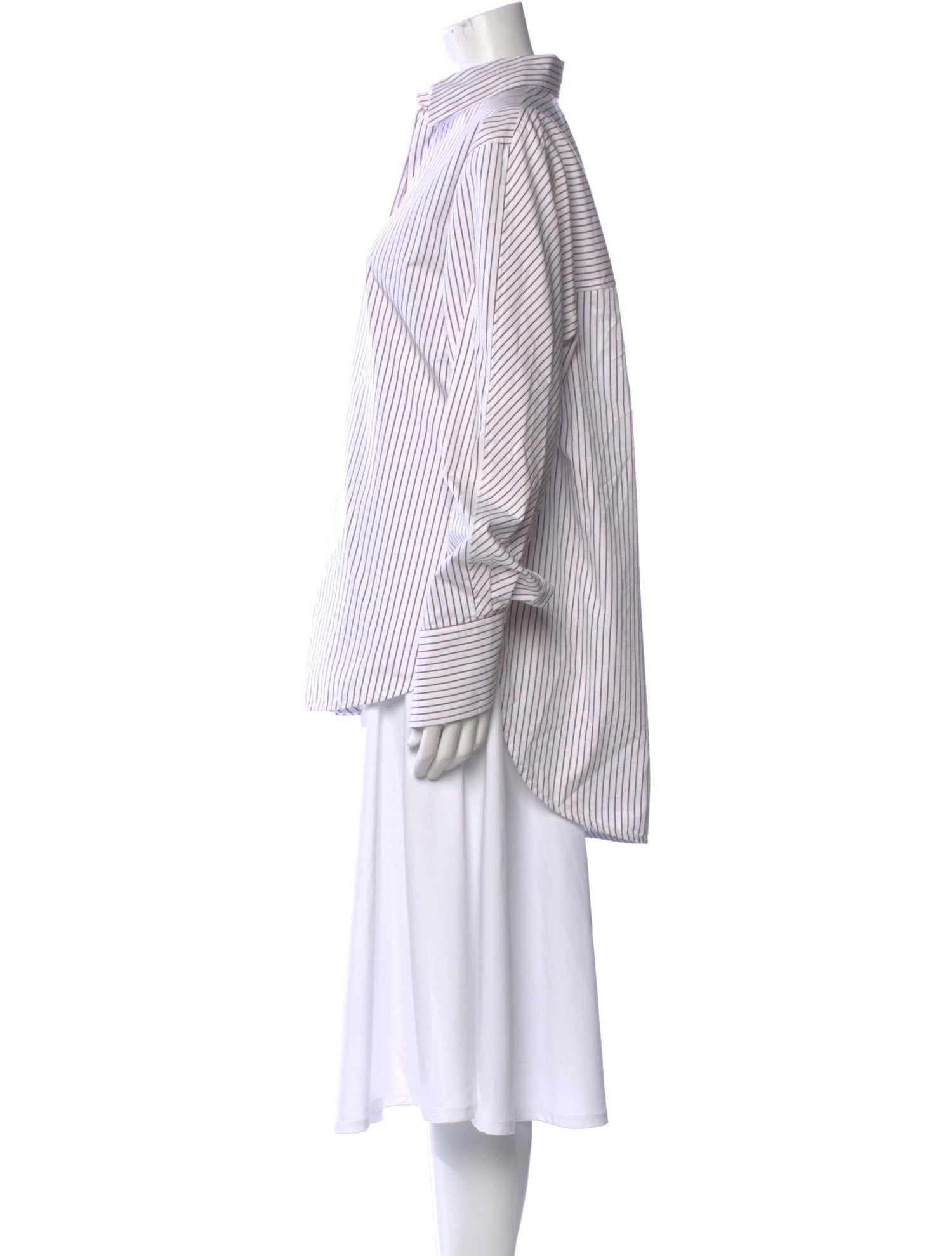 TOTEME Kimono-Sleeve Poplin Striped Button-Up Top