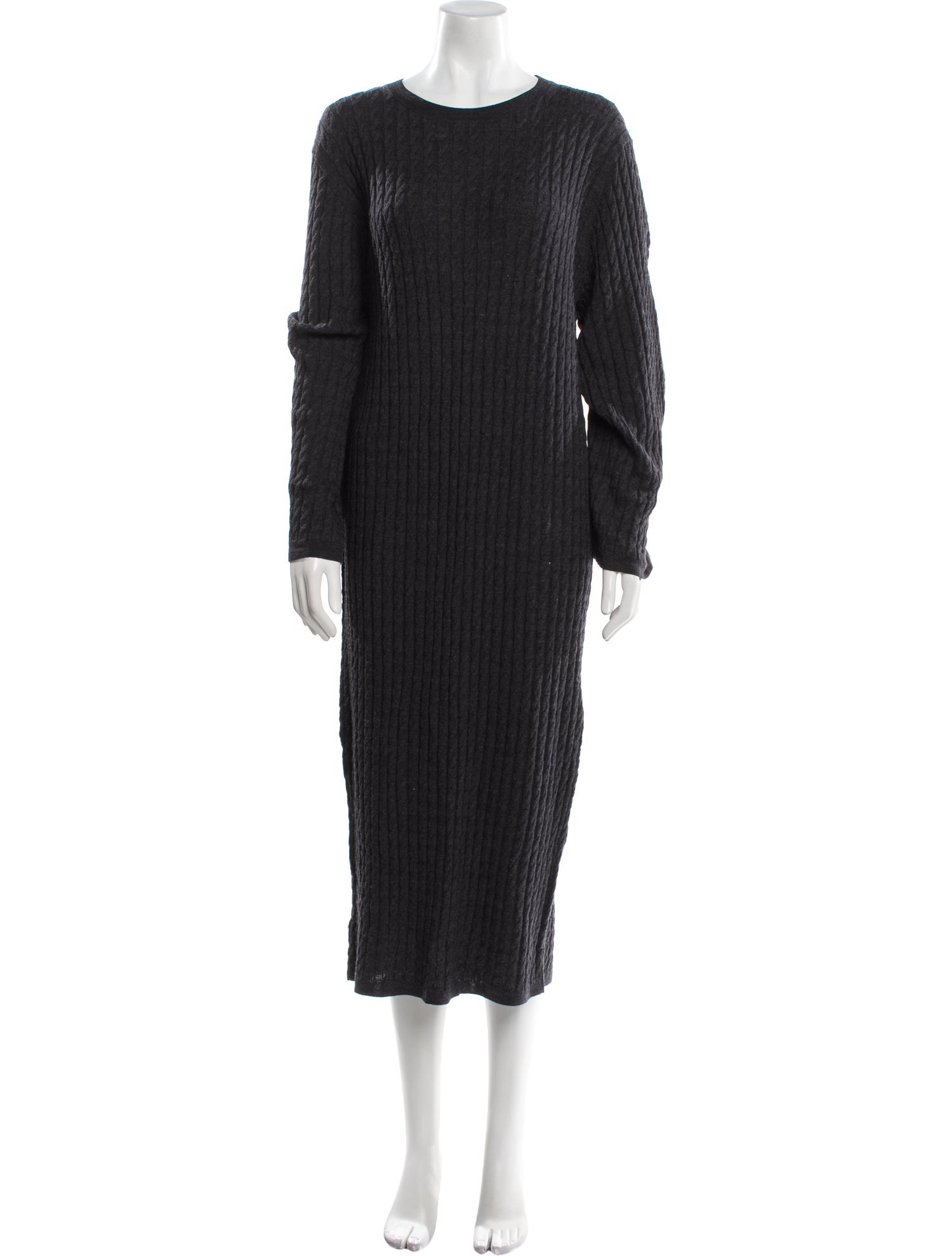 TOTEME Cable Knit Long Sleeve Midi Length Dress