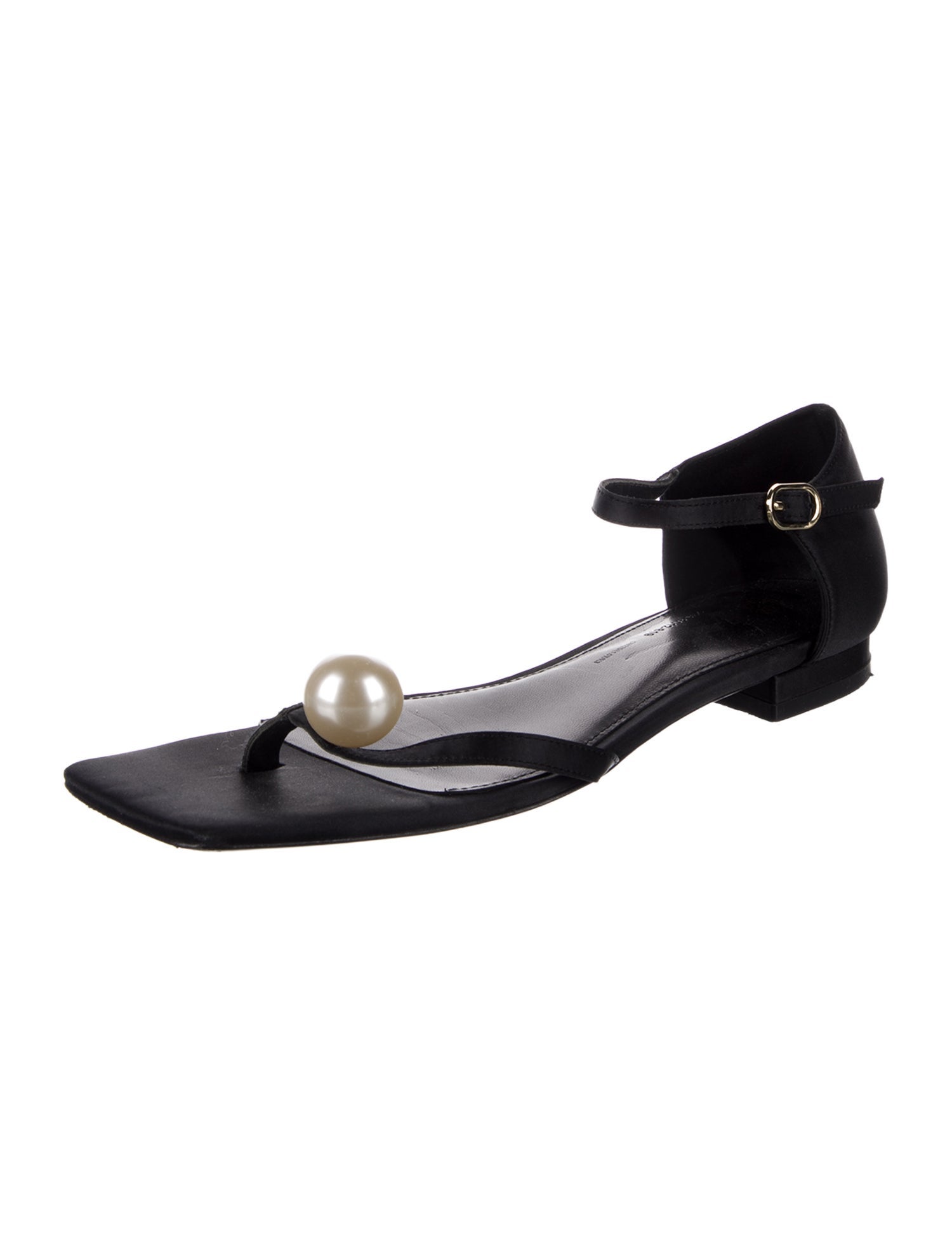 TOTEME Faux Pearl Accents Satin Sandals