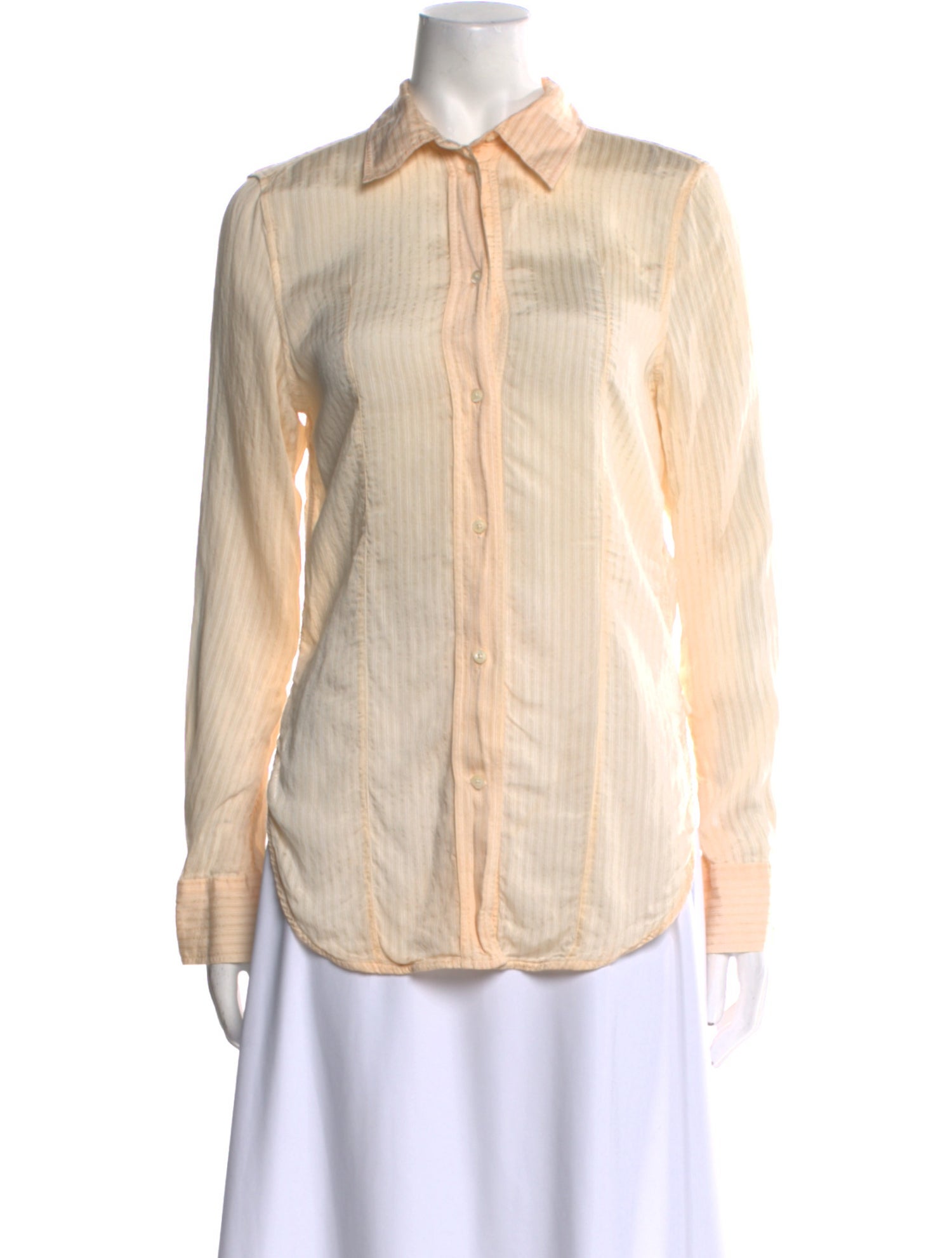 TOTEME Stripe Sheer Slim Long Sleeve Button-Up Top