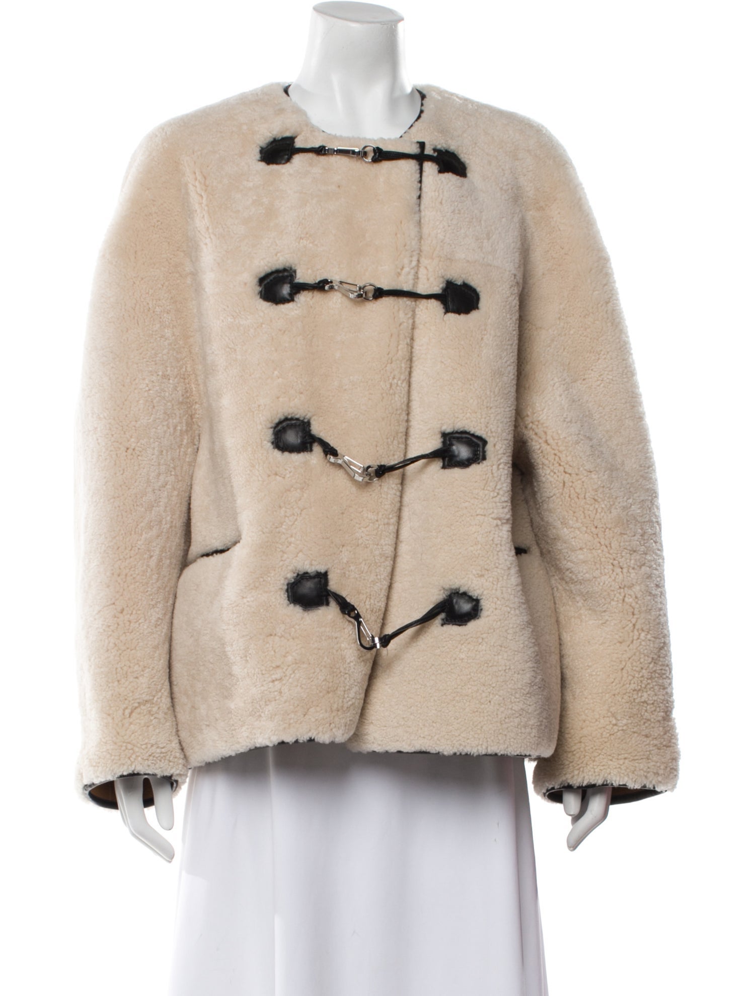 TOTEME Teddy Shearling Clasp Shearling Fur Coat