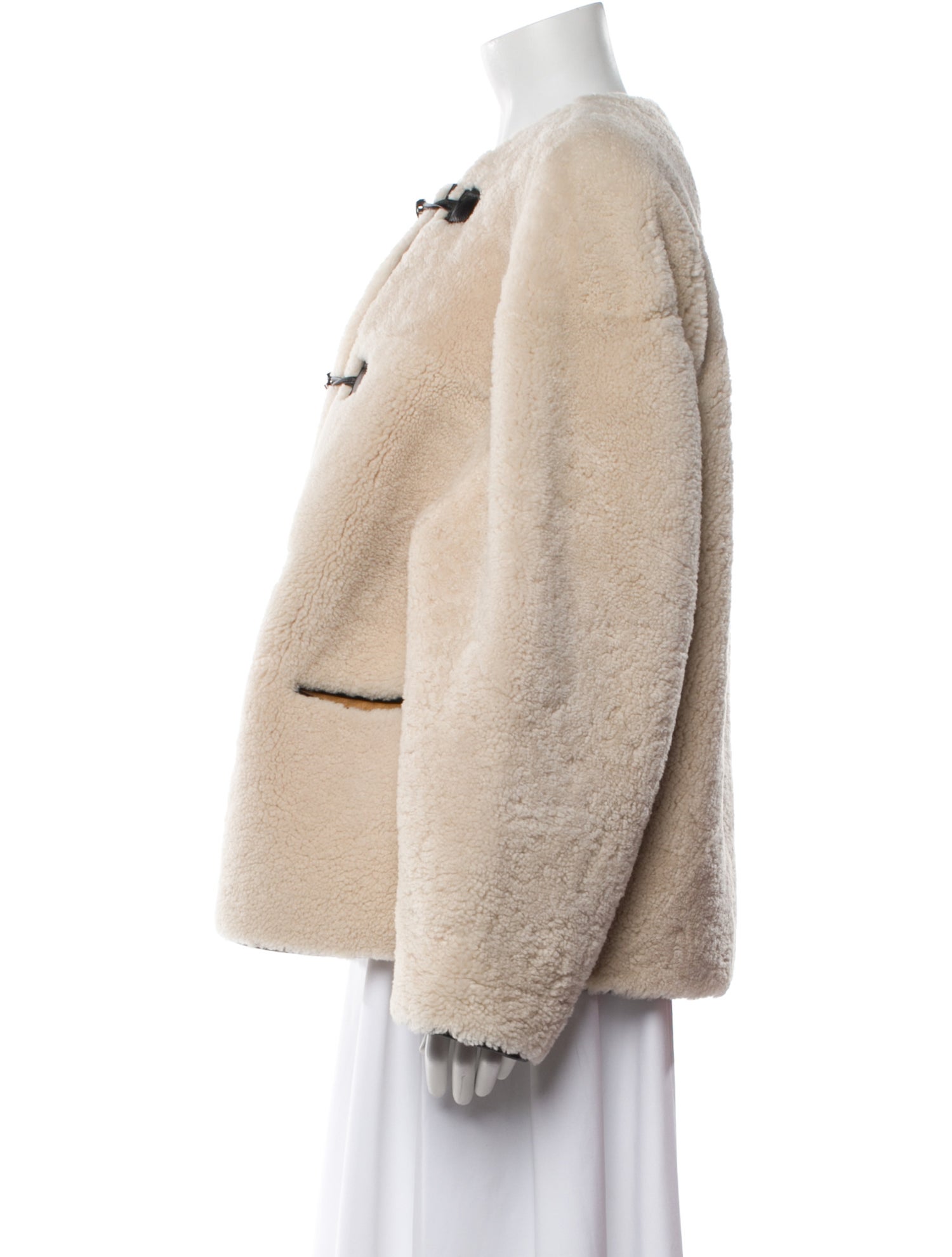 TOTEME Teddy Shearling Clasp Shearling Fur Coat