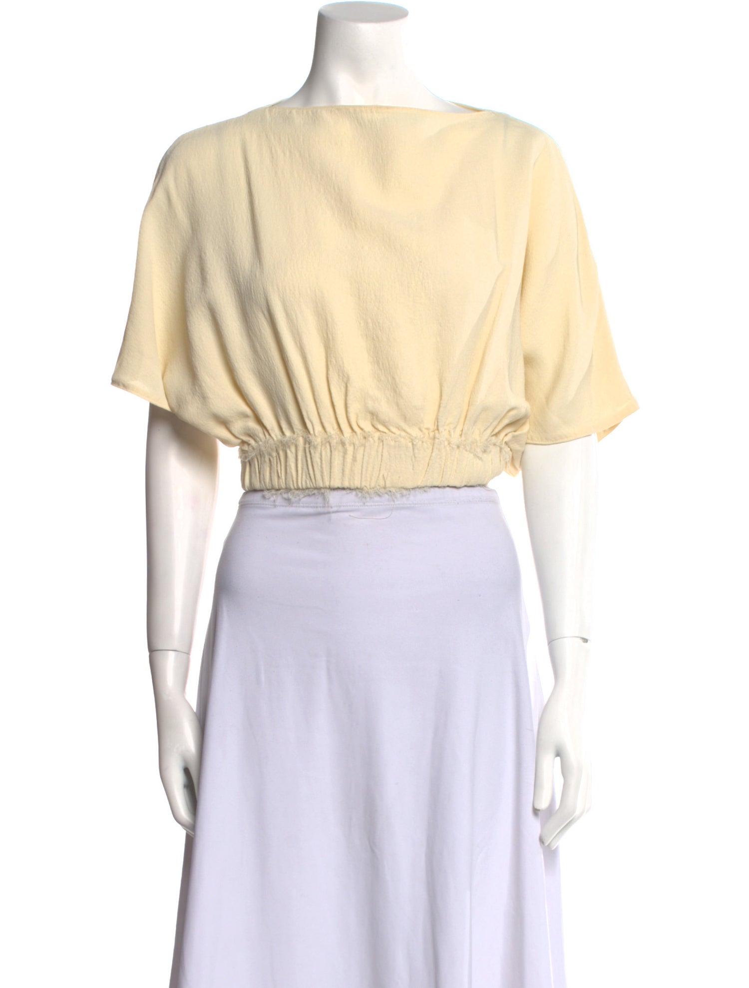 TOTEME Bateau Neckline Short Sleeve Crop Top