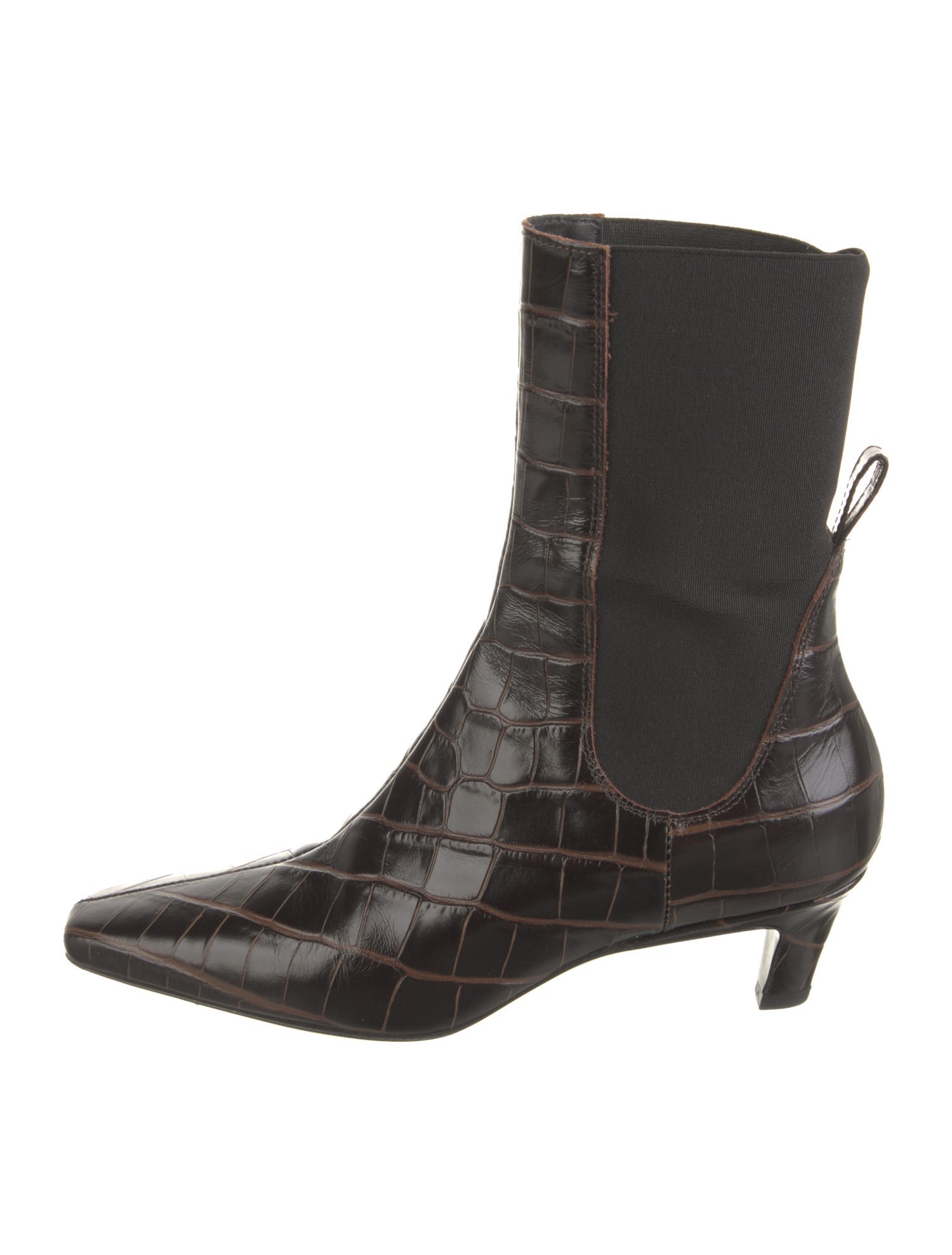 TOTEME Embossed Leather Animal Print Chelsea Boots