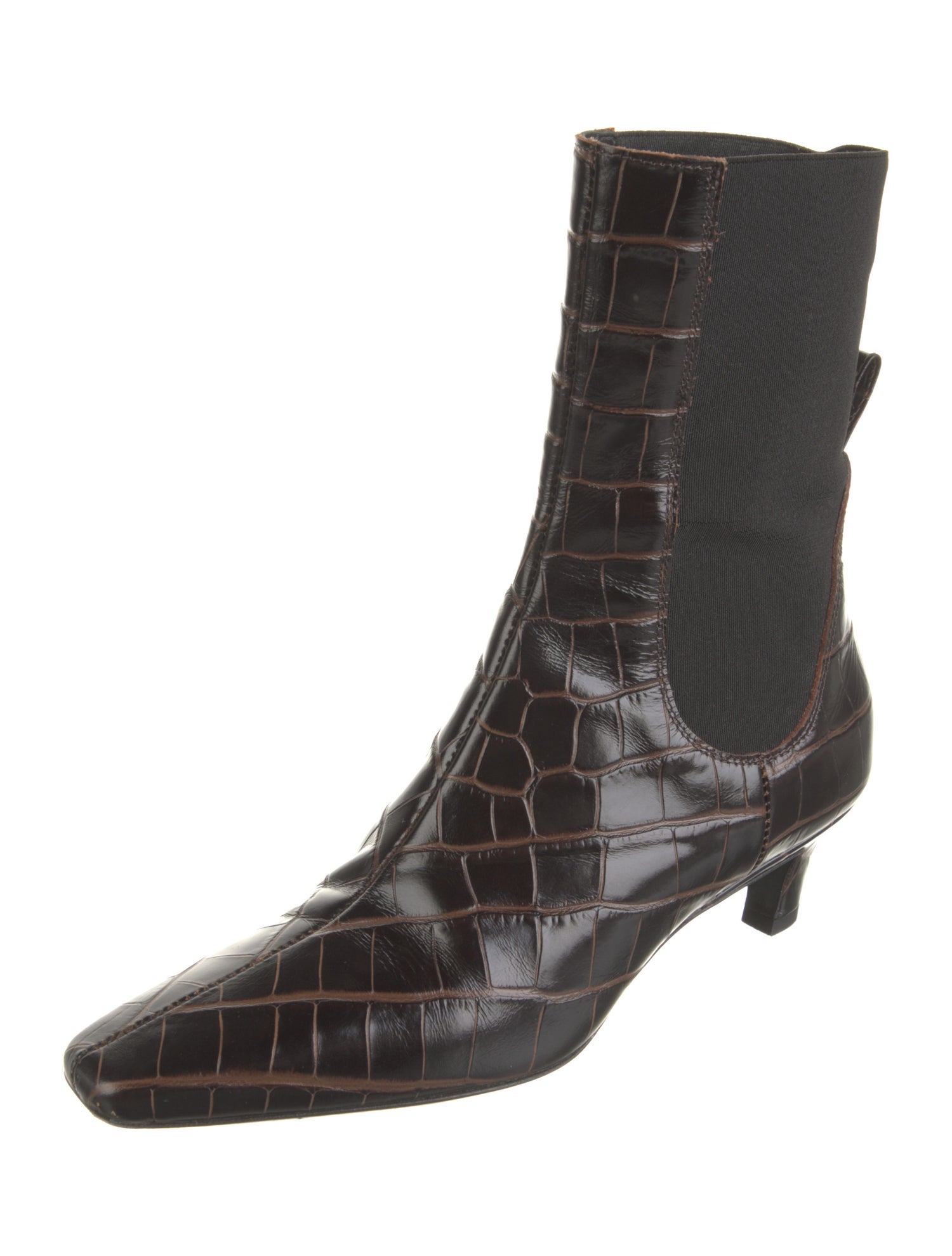 TOTEME Embossed Leather Animal Print Chelsea Boots