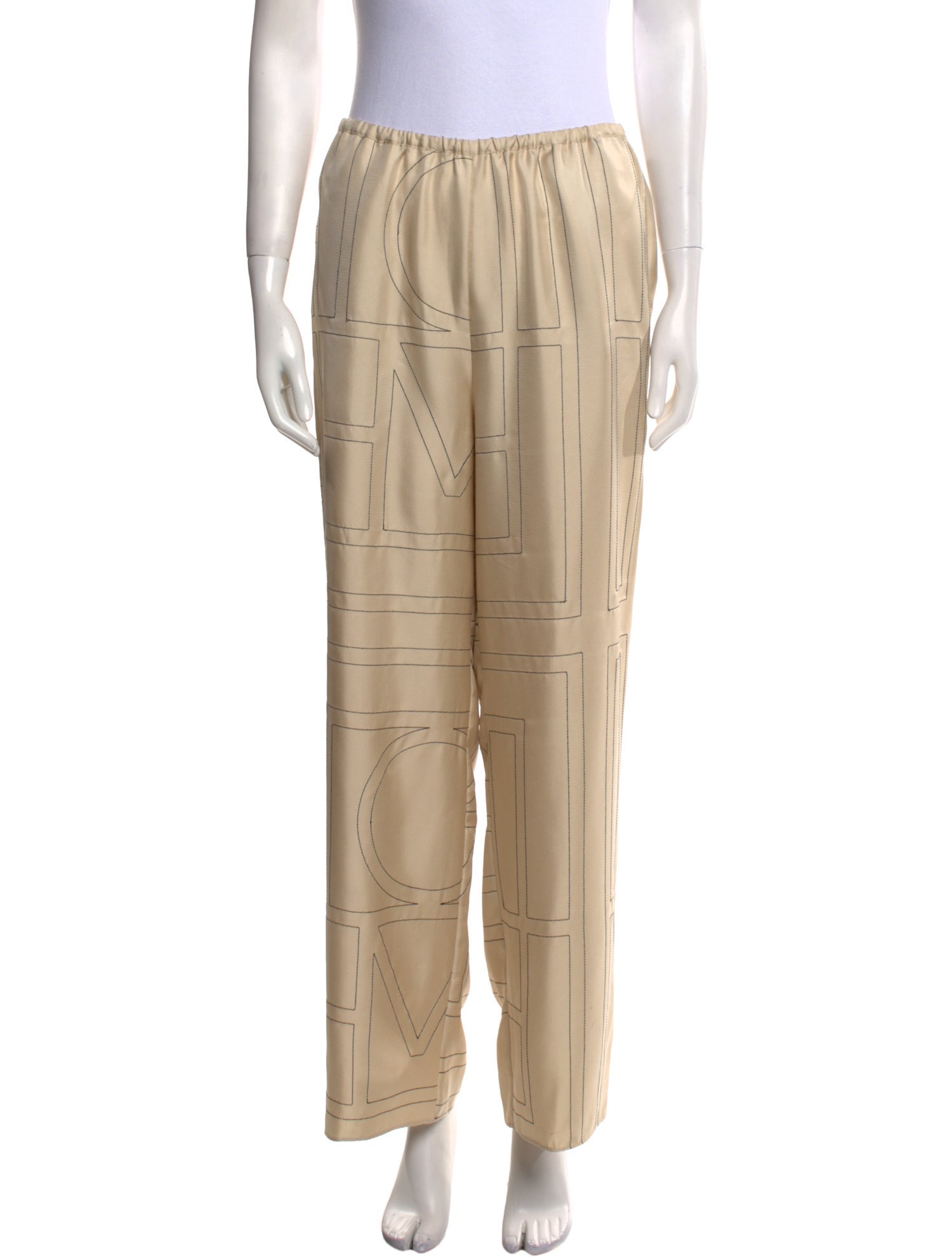 TOTEME Monogram Silk PJ Bottoms Wide Leg Pants w/ Tags