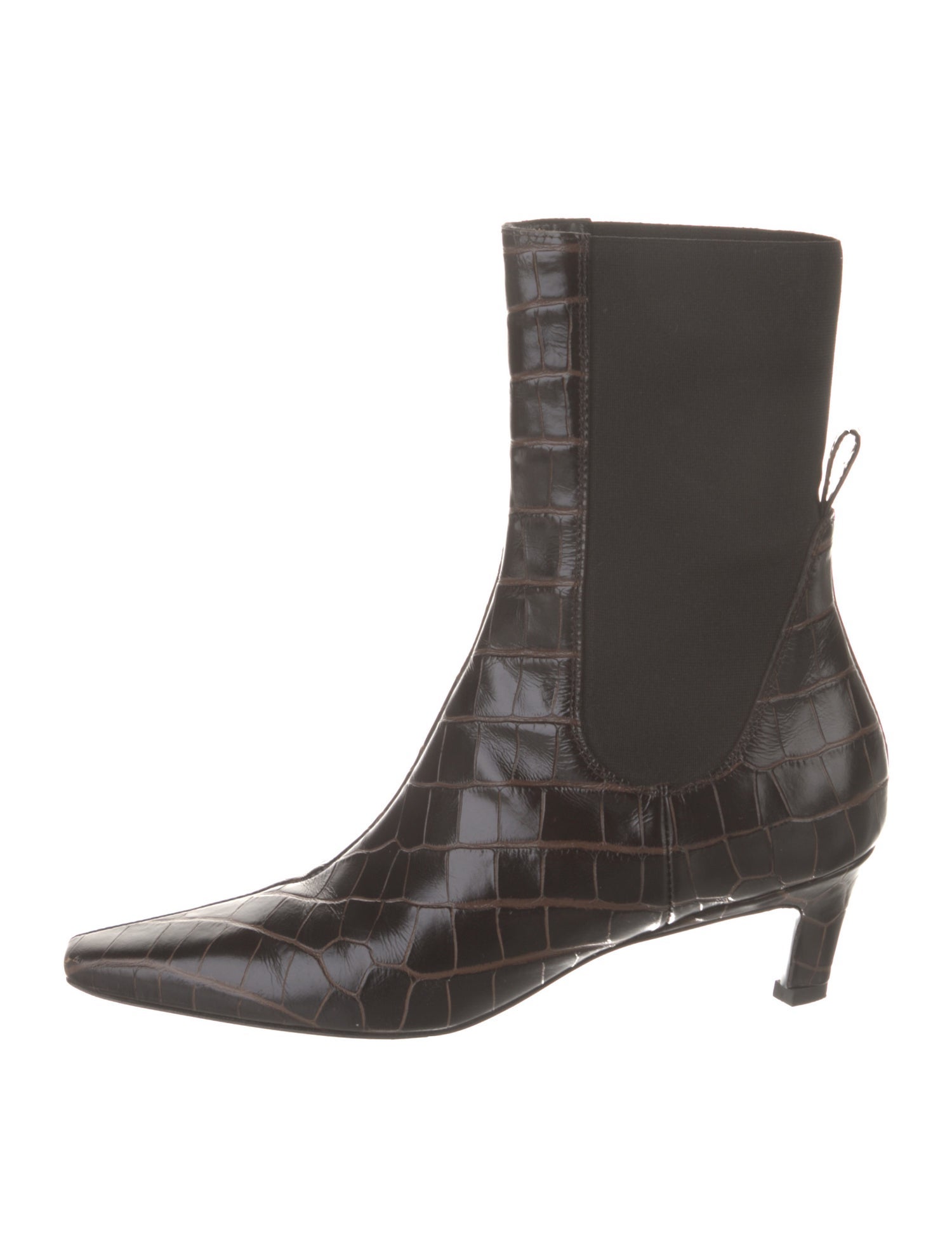 TOTEME Embossed Leather Animal Print Chelsea Boots