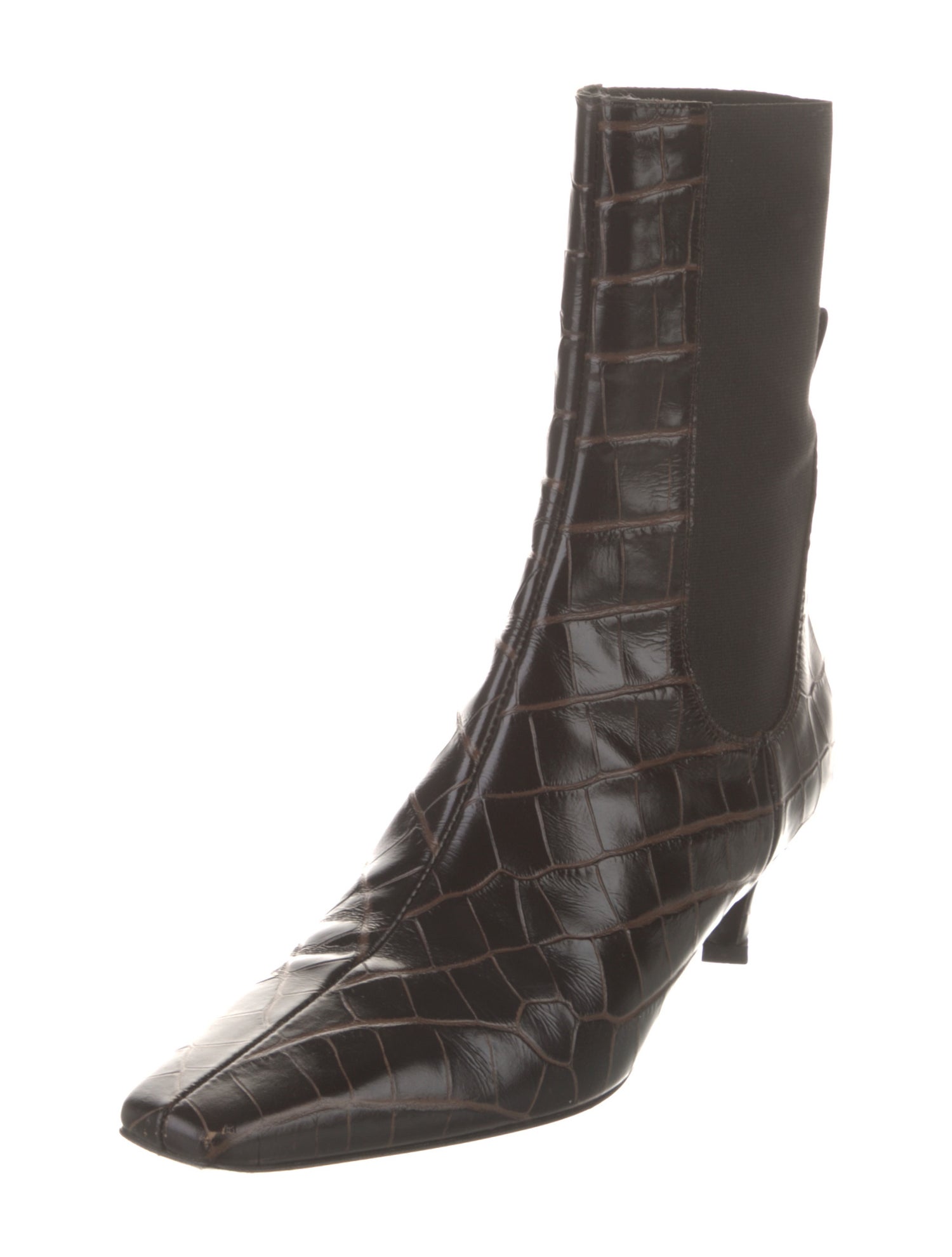 TOTEME Embossed Leather Animal Print Chelsea Boots