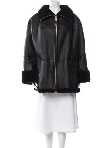Pre-owned Totême Shearling Fur Coat In Black