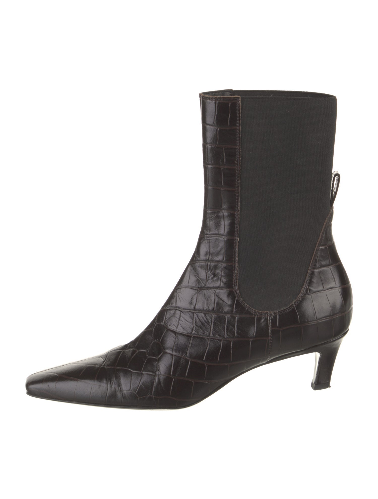 TOTEME Embossed Leather Animal Print Chelsea Boots