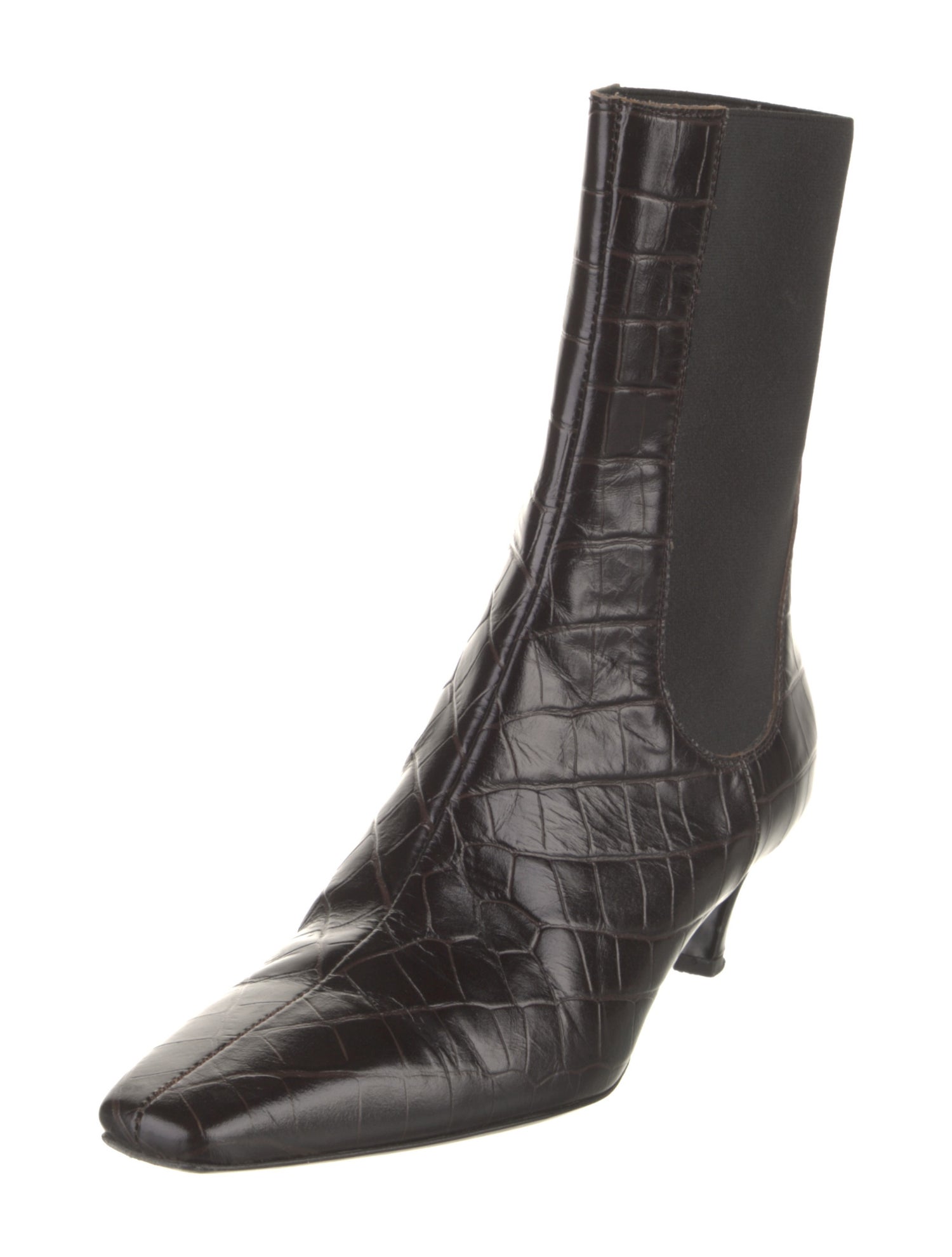 TOTEME Embossed Leather Animal Print Chelsea Boots