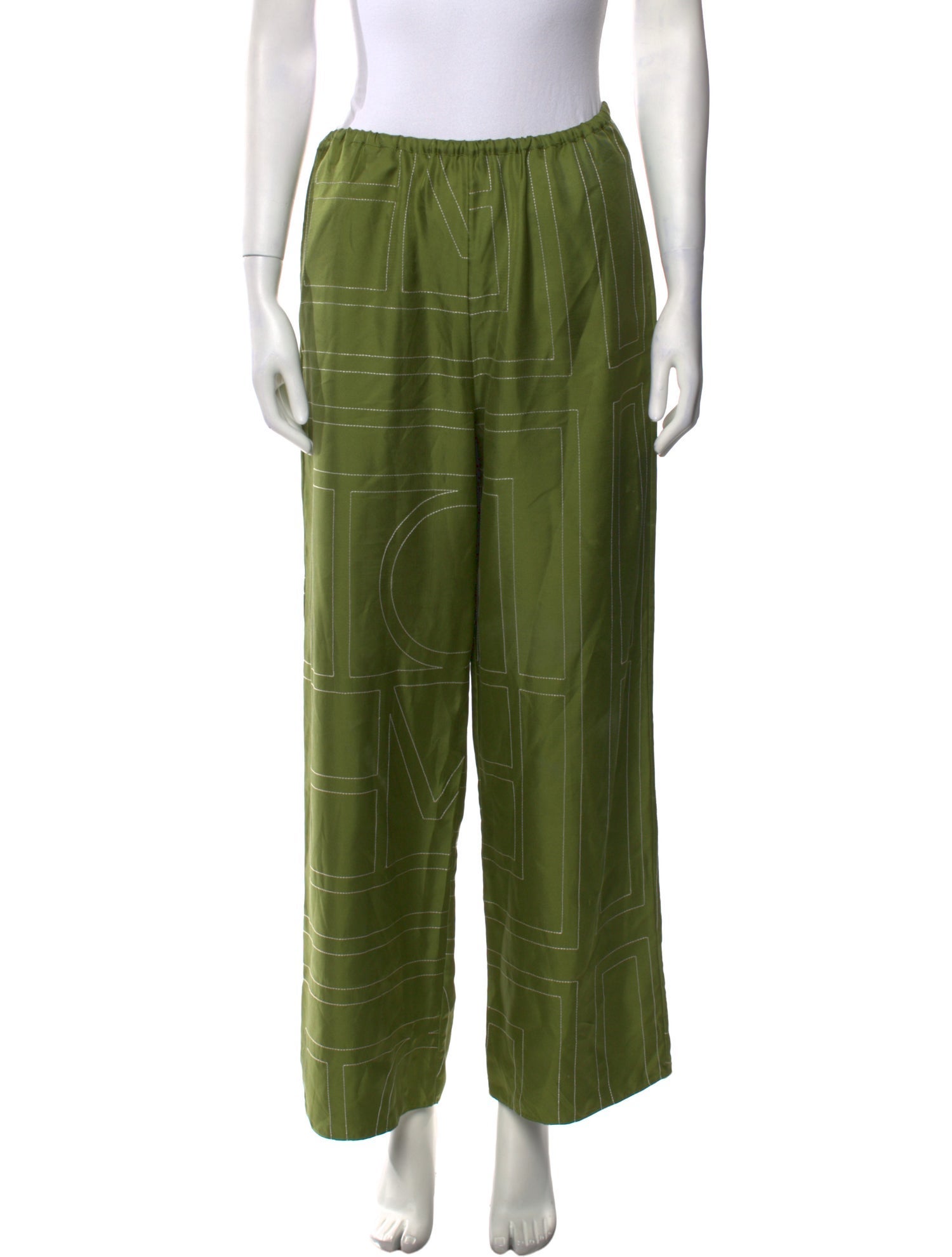 TOTEME Silk Embroidered Accent Pajamas