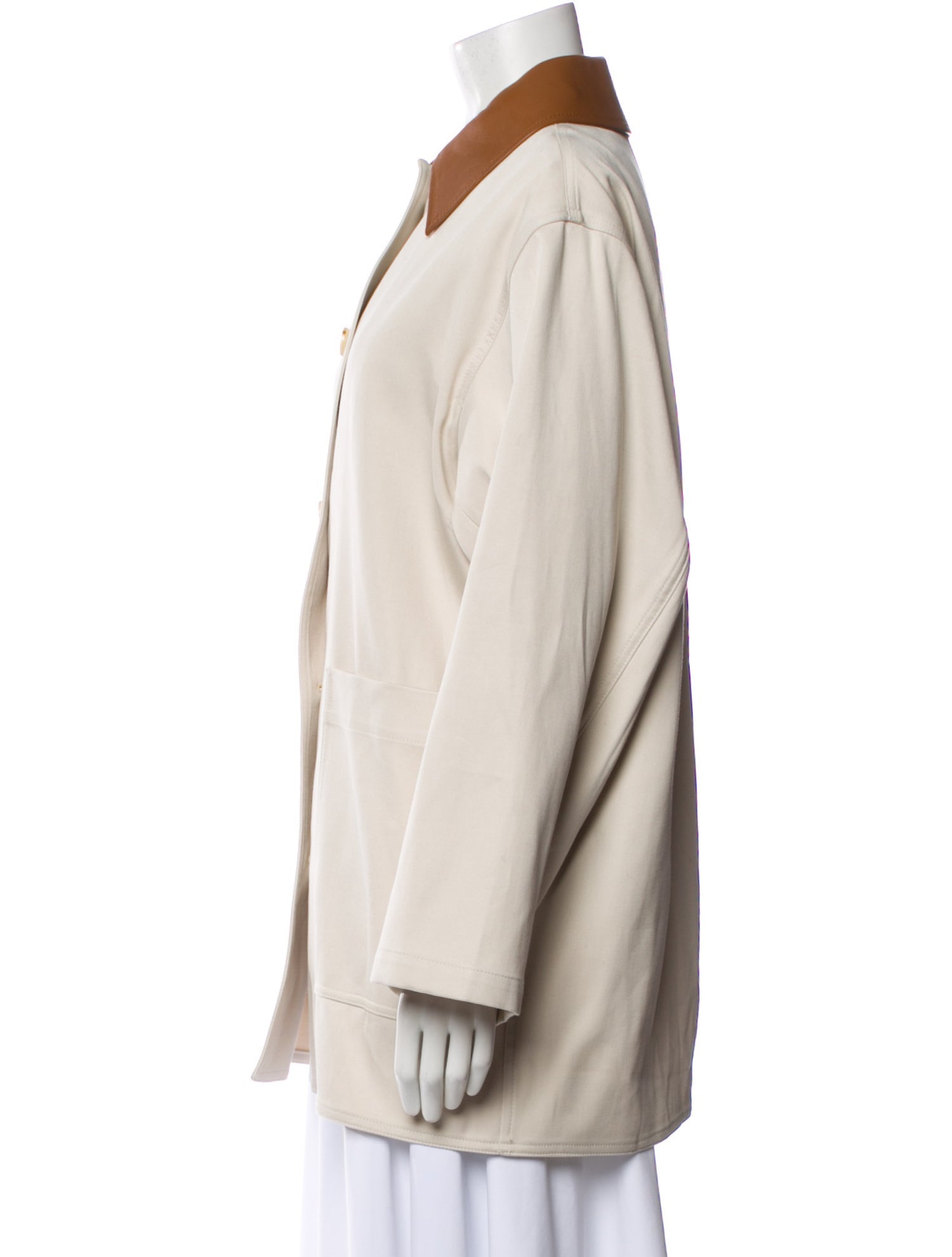 TOTEME Leather Collar Cotton Barn Utility Jacket