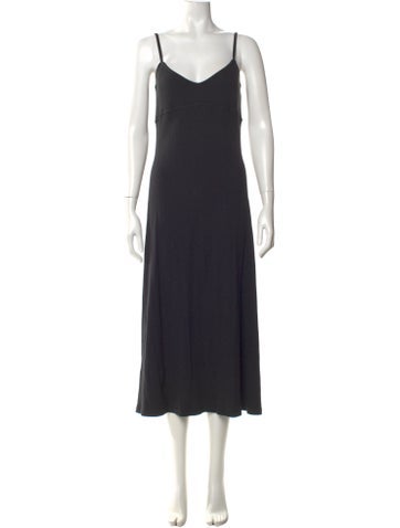 Pre-owned Totême Irregular Rib Dress Long Dress In Black