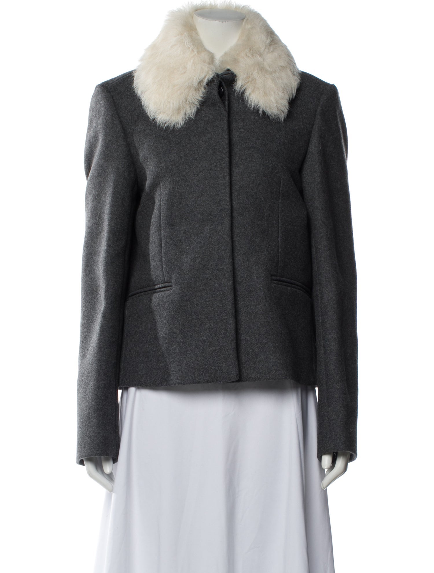 TOTEME Shearling collar jacket Wool Faux Fur Coat