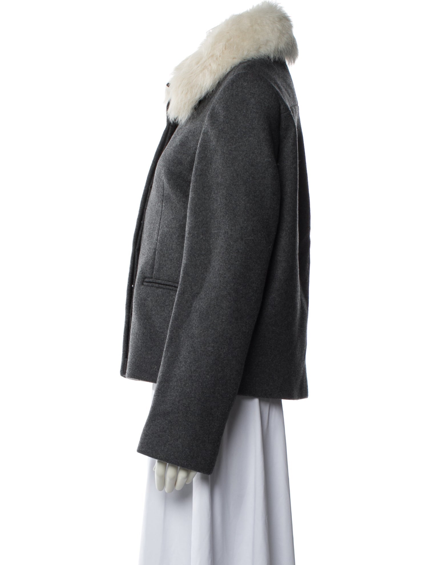 TOTEME Shearling collar jacket Wool Faux Fur Coat