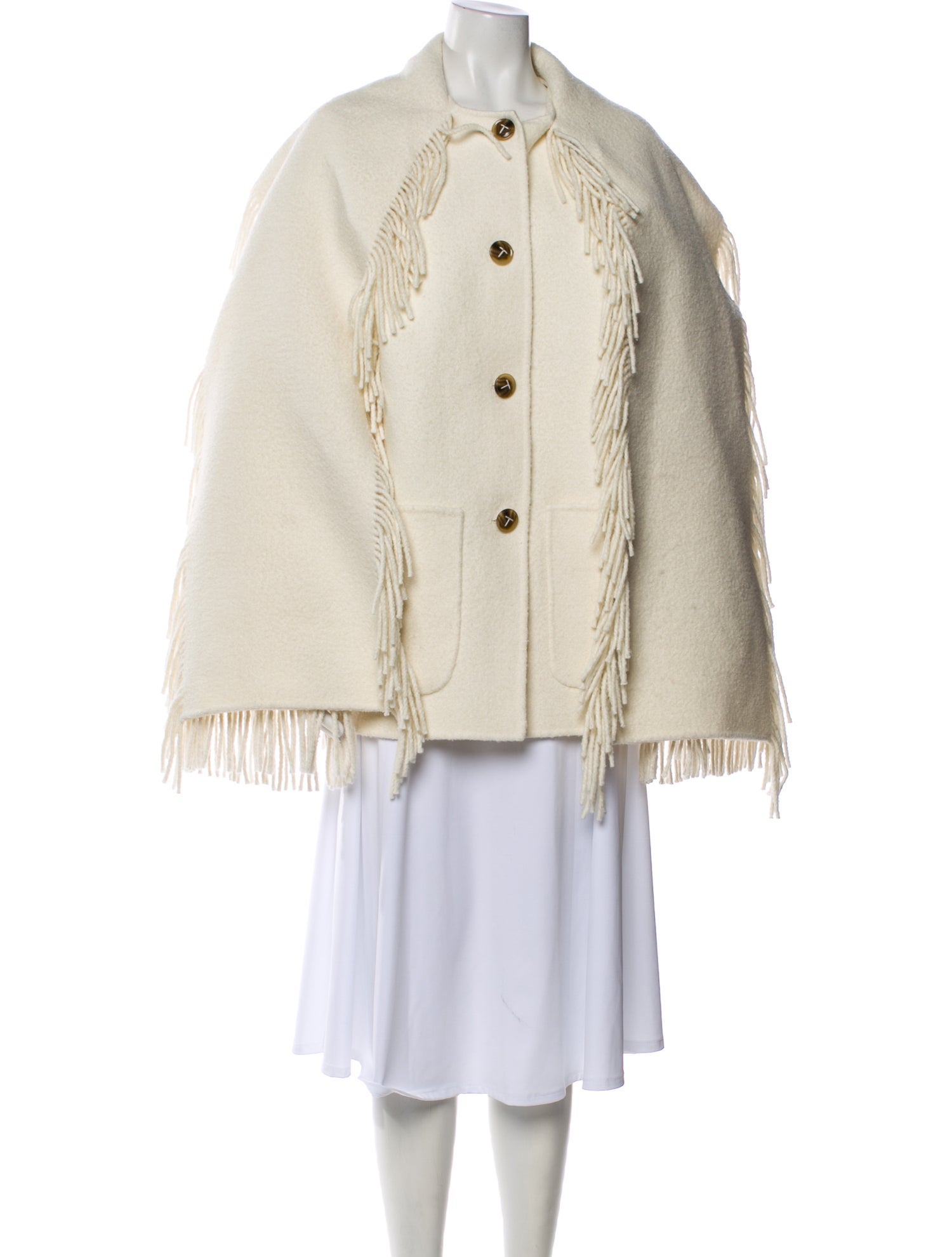 TOTEME Fringed Scarf Jacket Wool Coat
