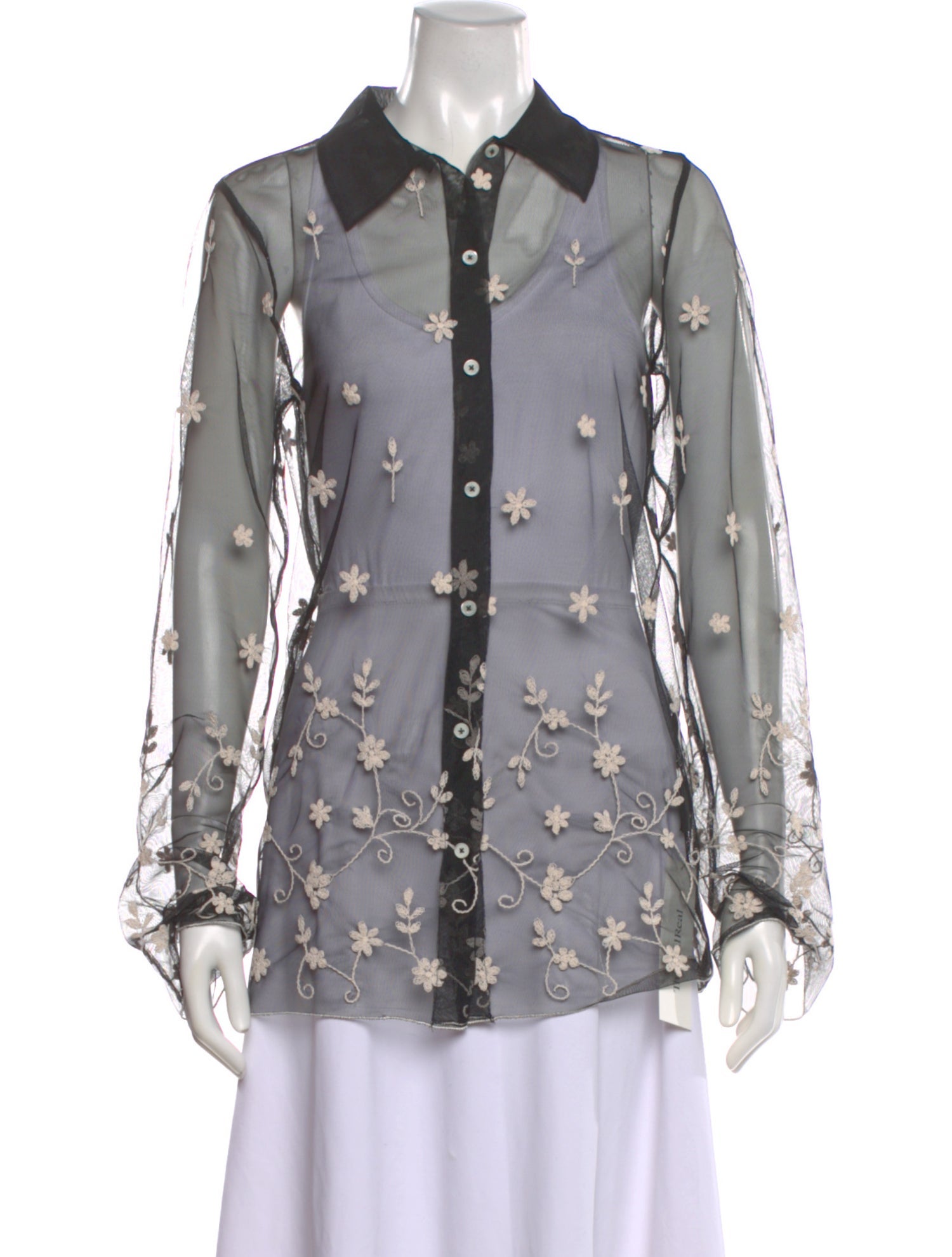 TOTEME Floral Tulle Shirt Floral Print Blouse