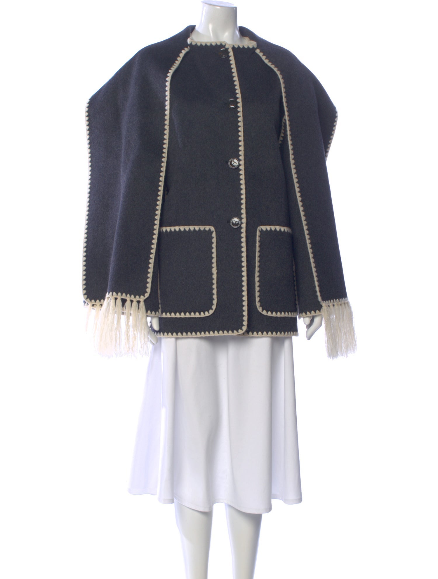 TOTEME Embroidered Scarf Jacket Wool Sweater