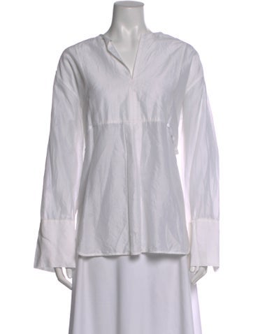 Pre-owned Totême V-neck Long Sleeve Blouse In Neutral