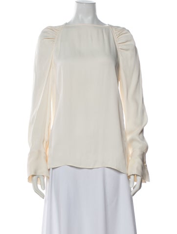 Pre-owned Totême Square Neckline Long Sleeve Blouse In Neutral