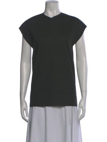 Pre-owned Totême Cap Sleeve Twisted-seam Crew Neck Blouse In Black