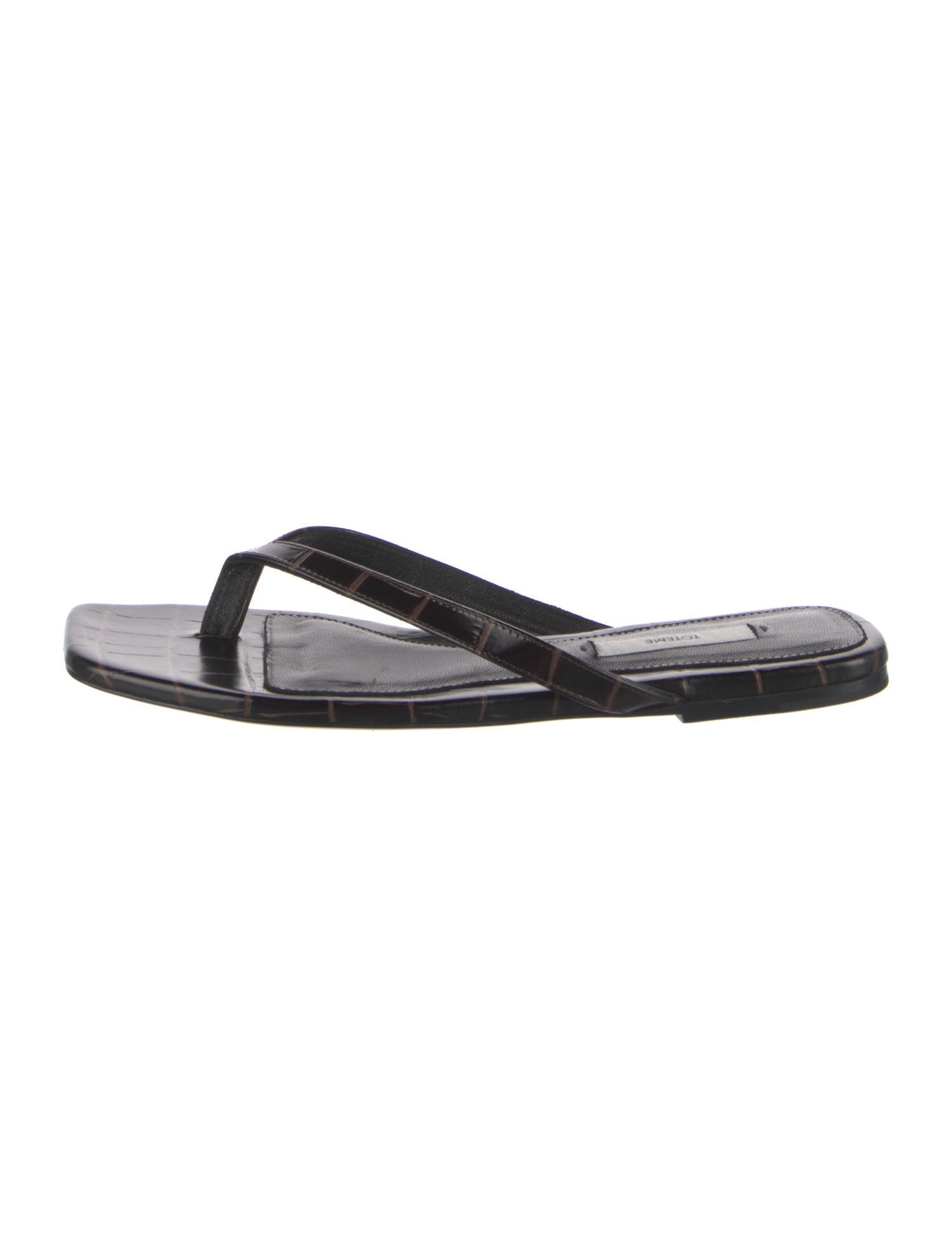 TOTEME Embossed Leather Flip Flops