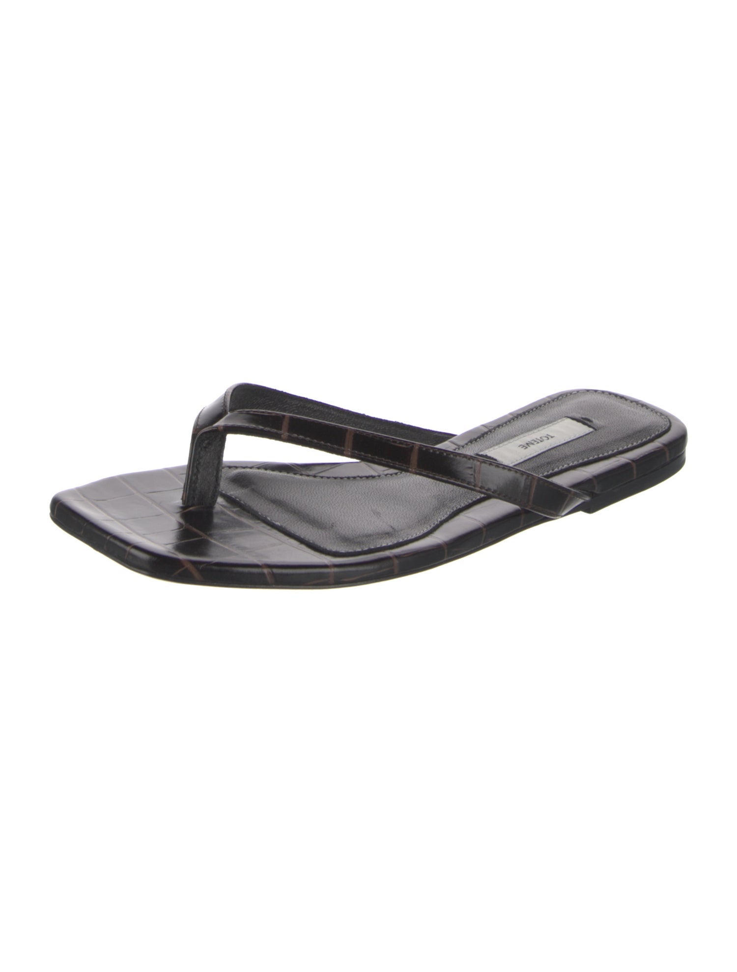 TOTEME Embossed Leather Flip Flops