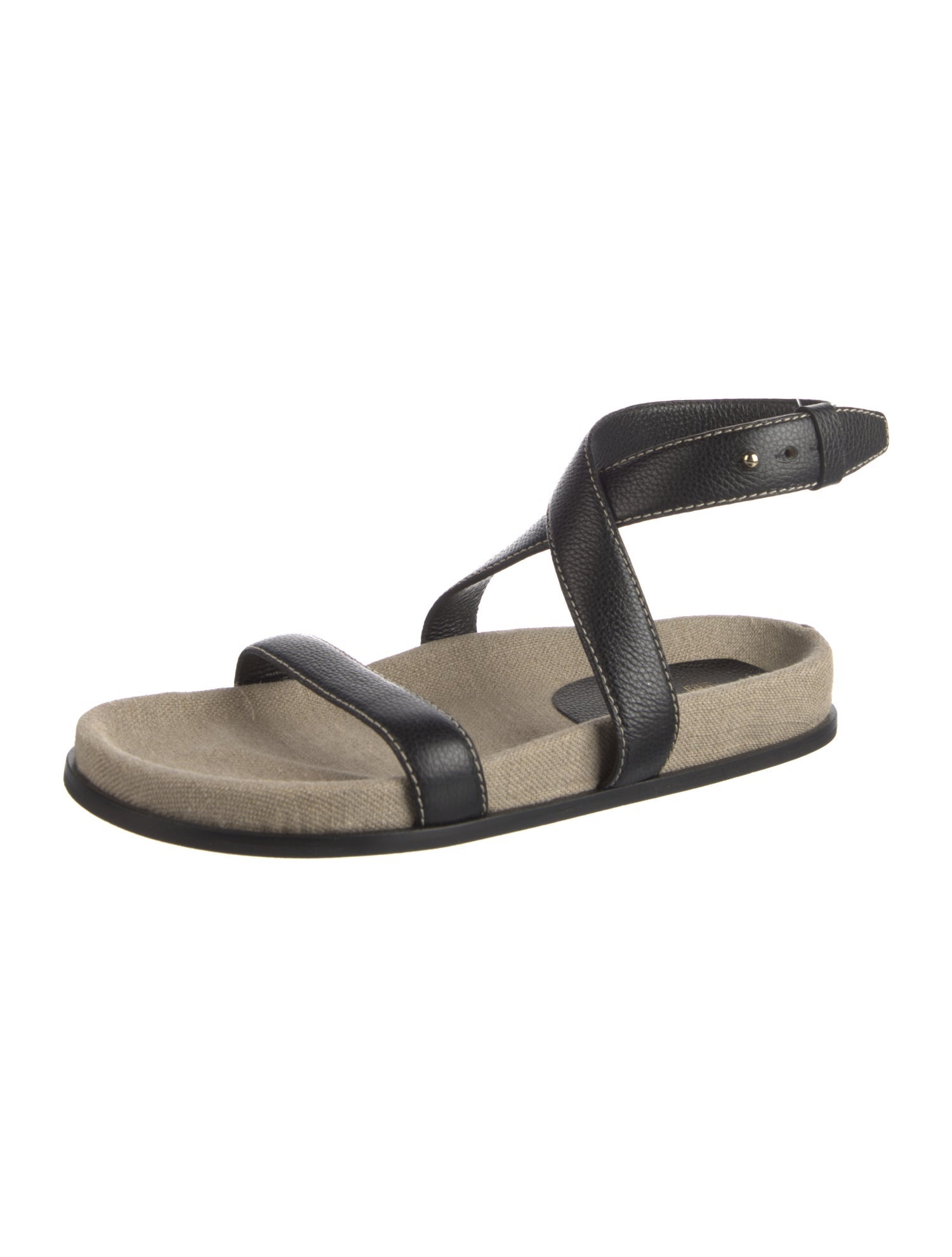 TOTEME Leather Tweed Pattern Sandals