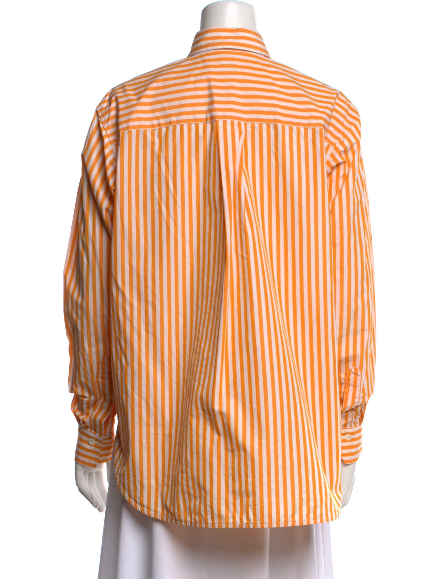 TOTEME Striped Long Sleeve Button-Up Top - Orange Tops, Clothing