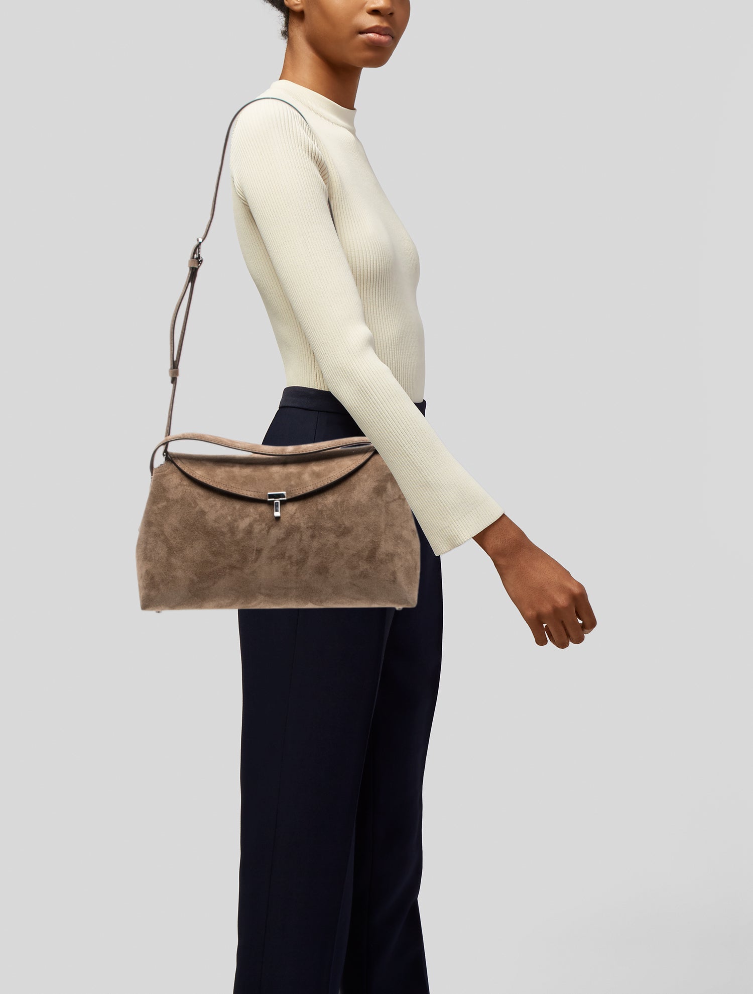 TOTEME Suede T-Lock Top Handle Bag