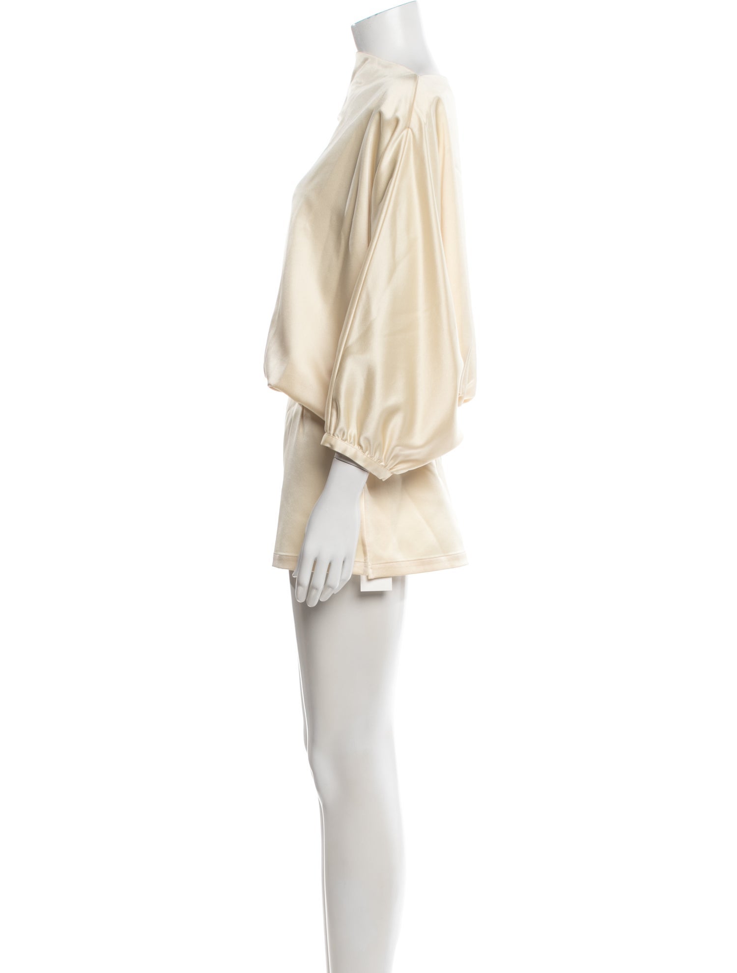 TOTEME Draped Satin Top Crew Neck Blouse
