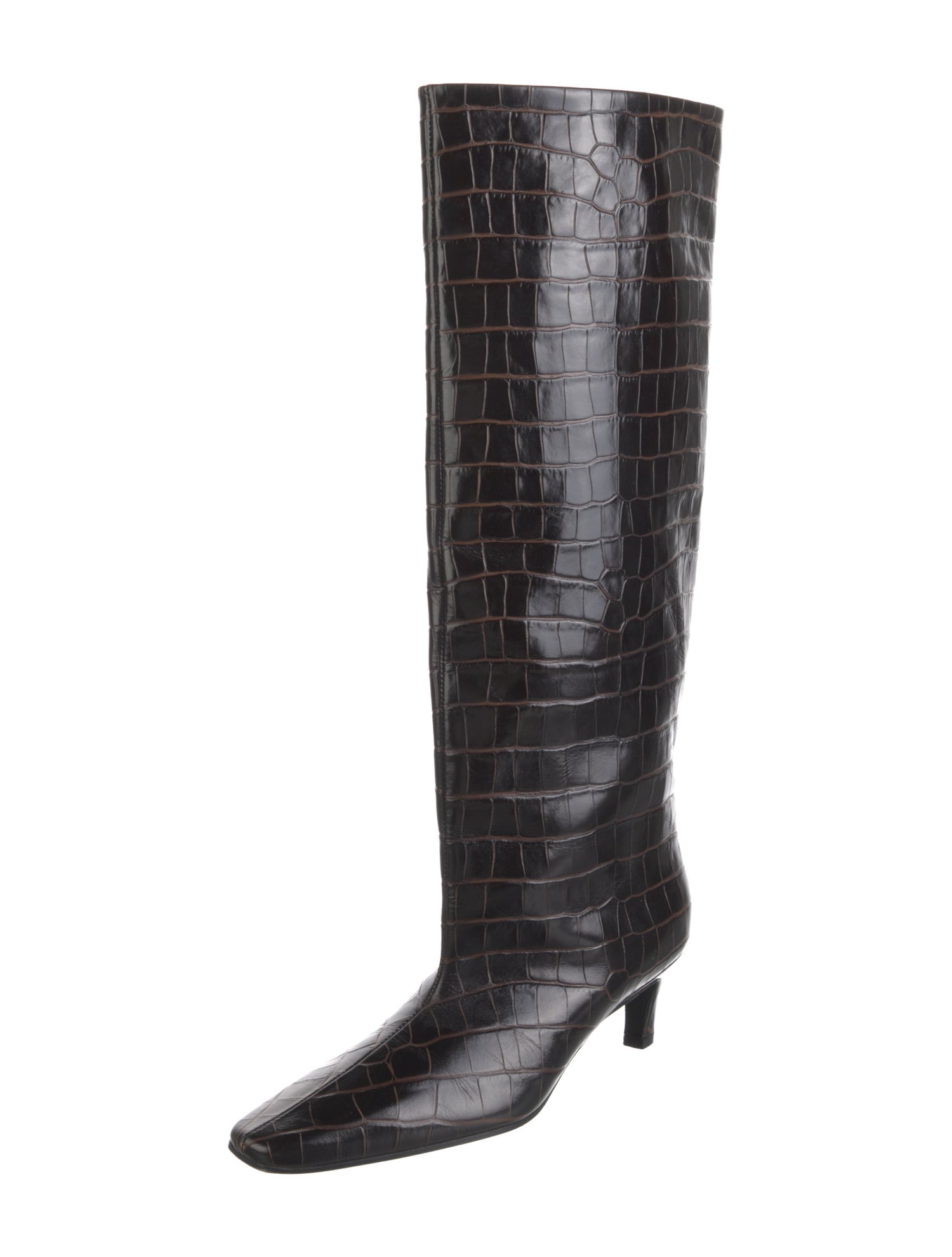 TOTEME Embossed Leather Animal Print Boots