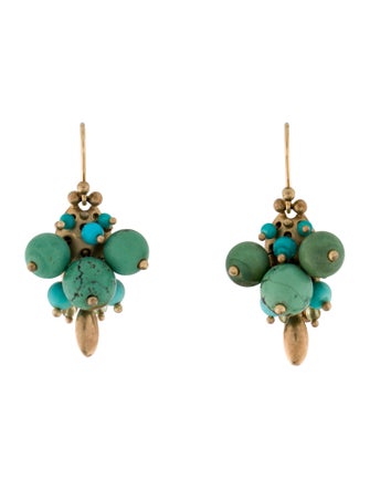 Ted Muehling Turquoise & Peridot Bug Cluster Drop Earrings
