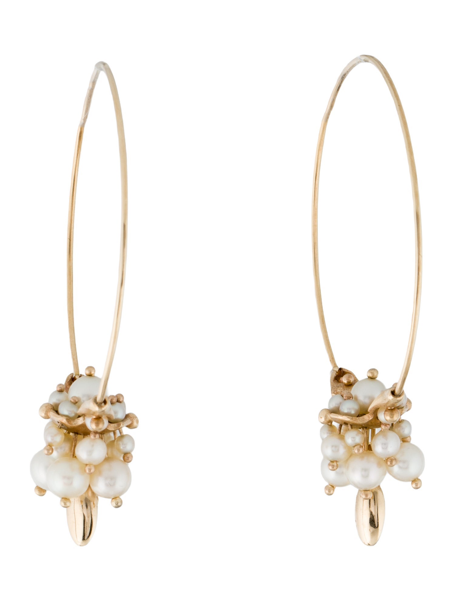 Ted Muehling 14K Pearl Cluster Hoop Earrings