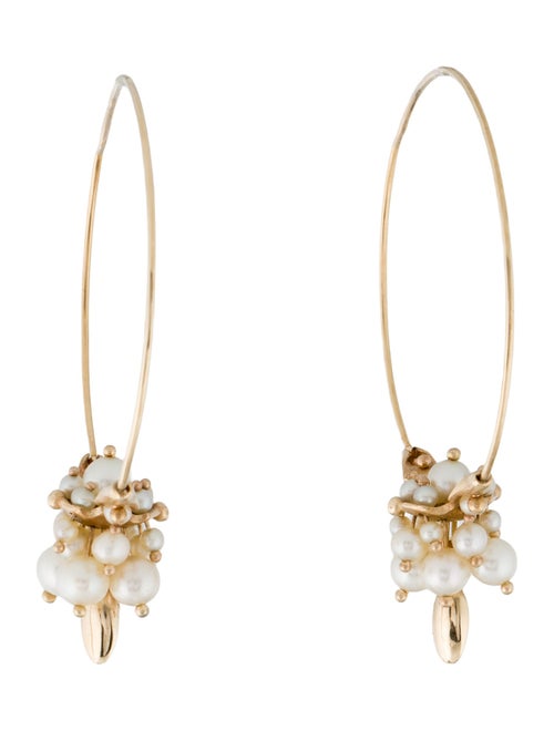 Ted Muehling 14K Pearl Cluster Hoop Earrings