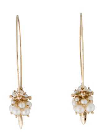Ted Muehling 14K Pearl Cluster Hoop Earrings