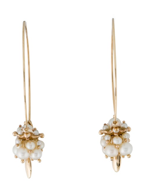 Ted Muehling 14K Pearl Cluster Hoop Earrings