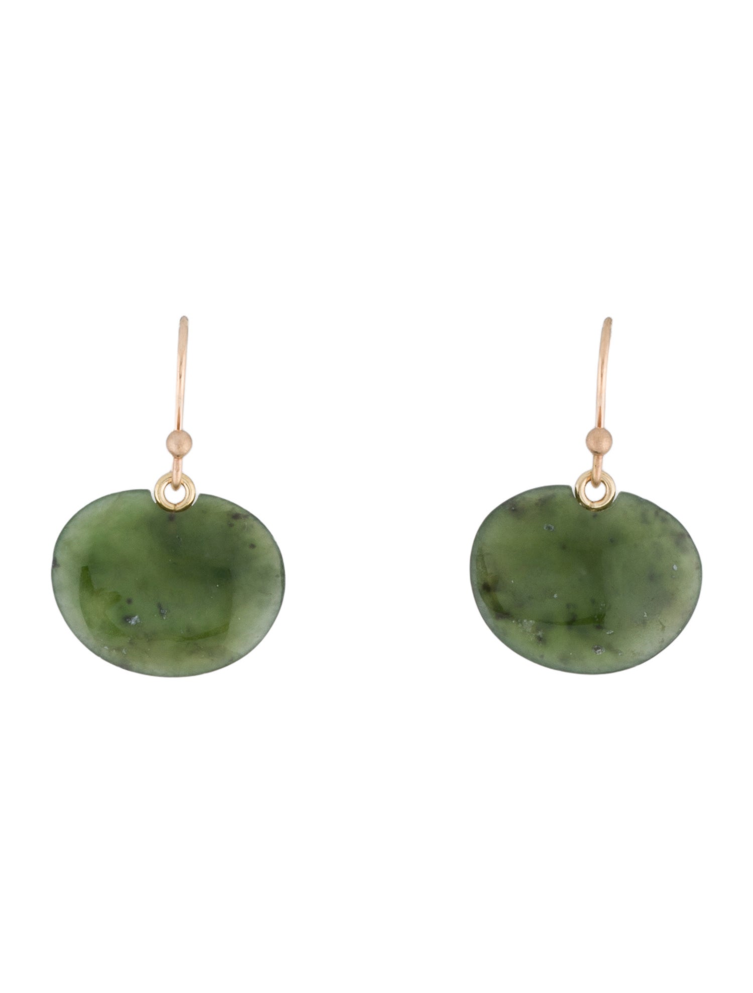 Ted Muehling 14K Nephrite Lilypad Drop Earrings