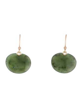 Ted Muehling 14K Nephrite Lilypad Drop Earrings