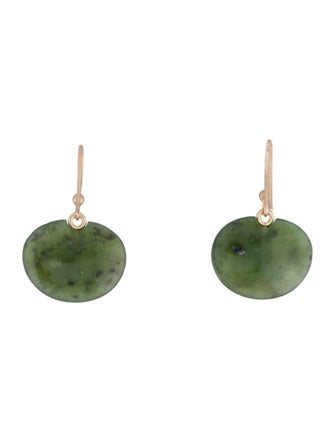 Ted Muehling 14K Nephrite Lilypad Drop Earrings