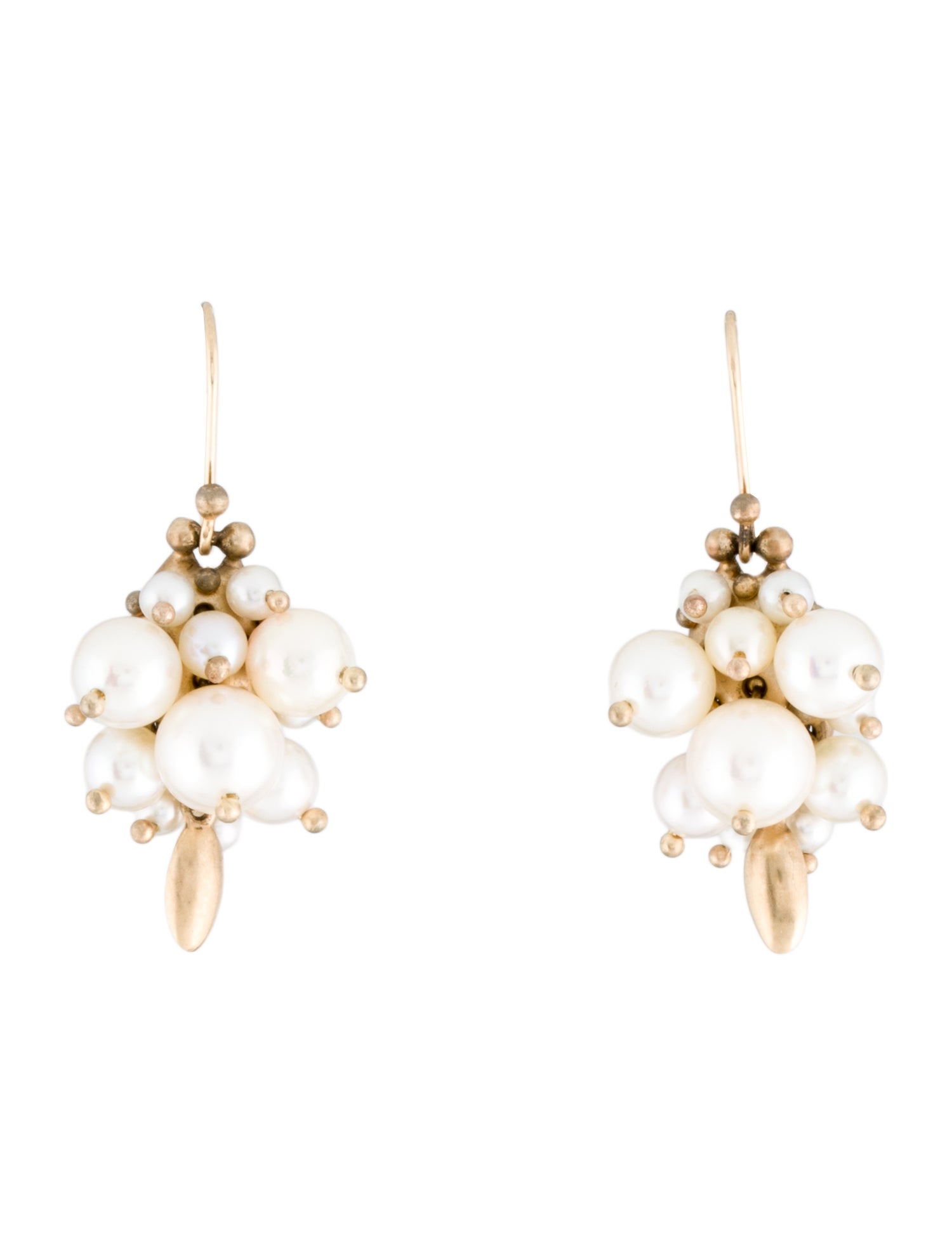 Ted Muehling Pearl Bug Cluster Drop Earrings