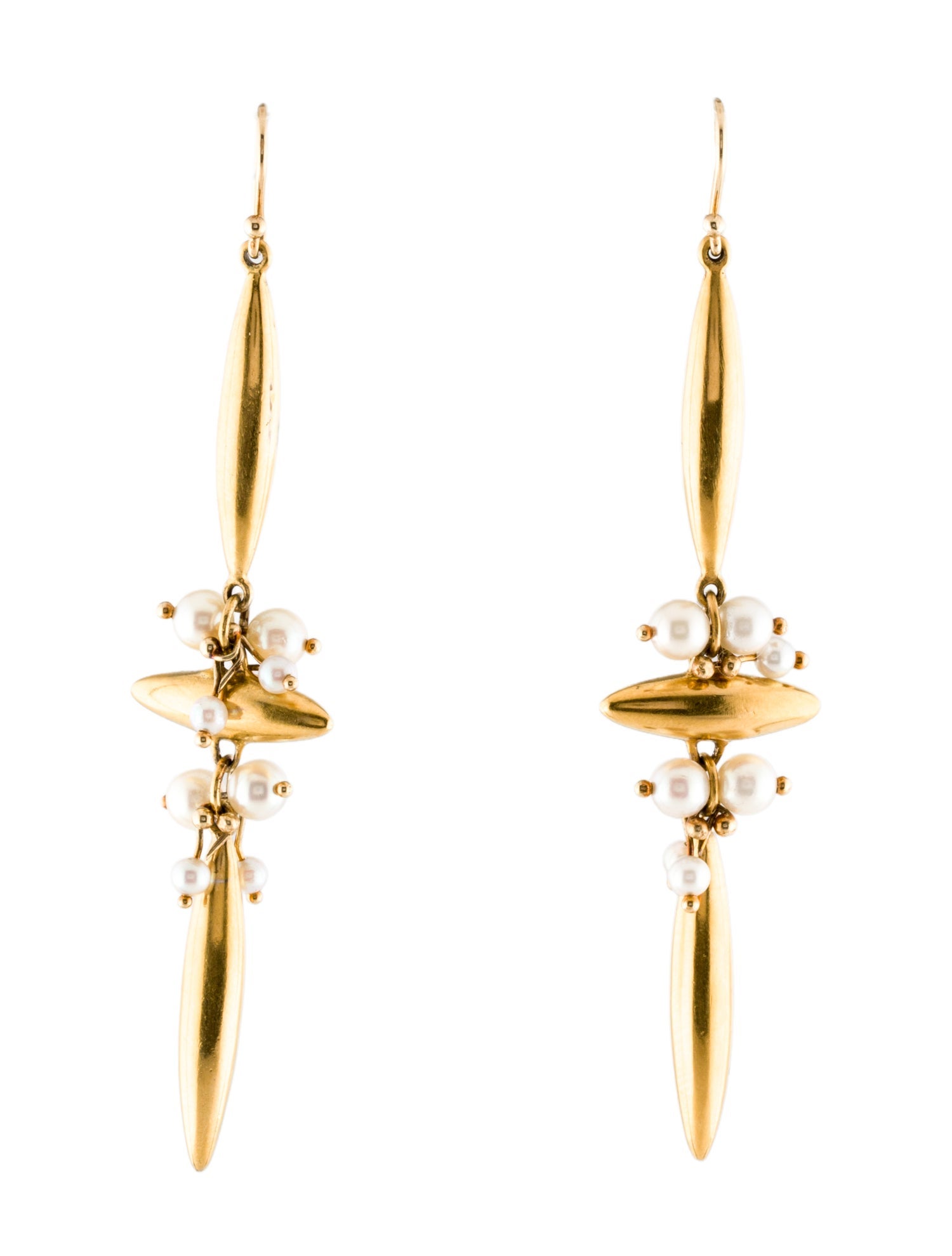 Ted Muehling 14K Pearl Large Medieval Cross drop Earrings