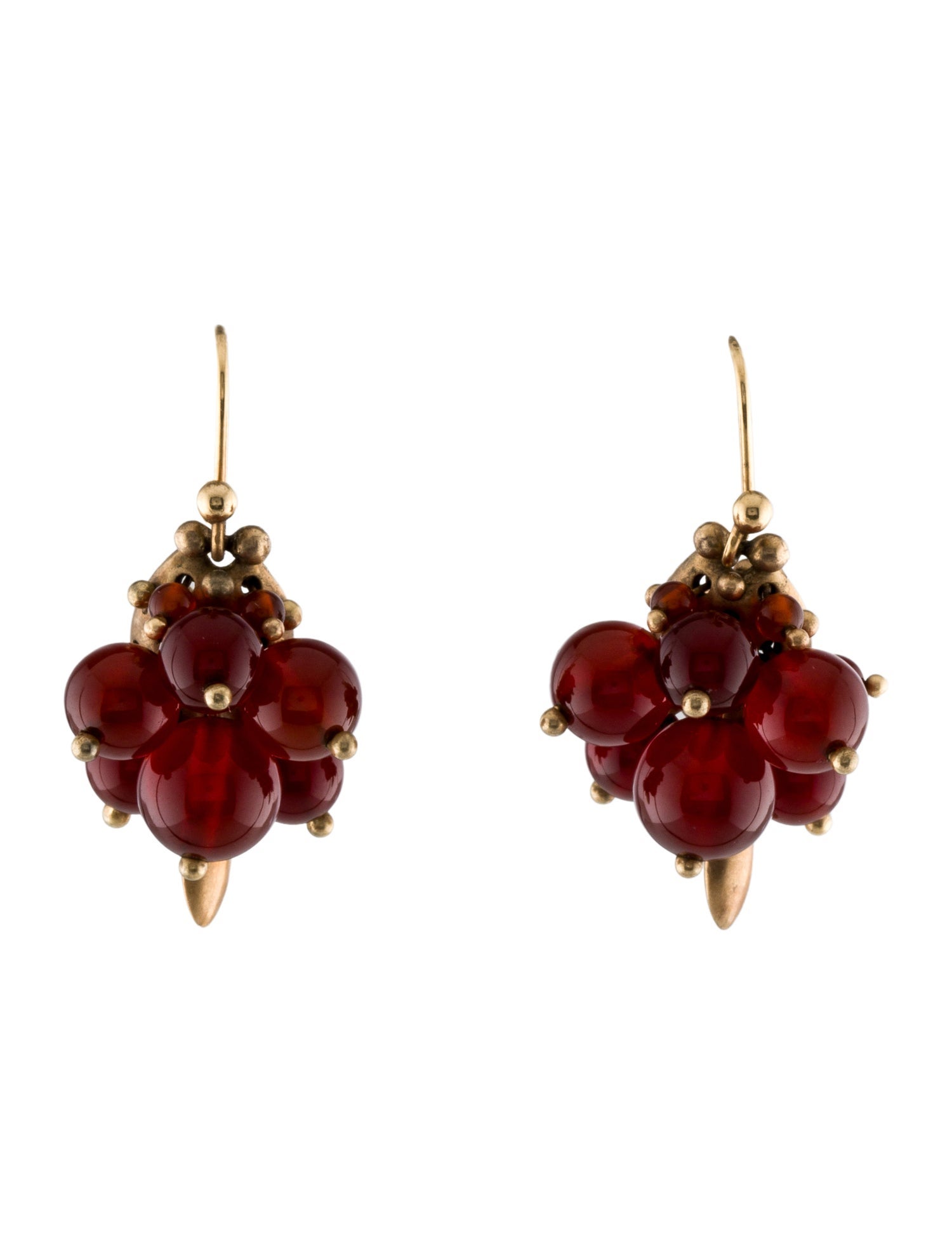 Ted Muehling 14K Carnelian Bug Clusters Drop Earrings