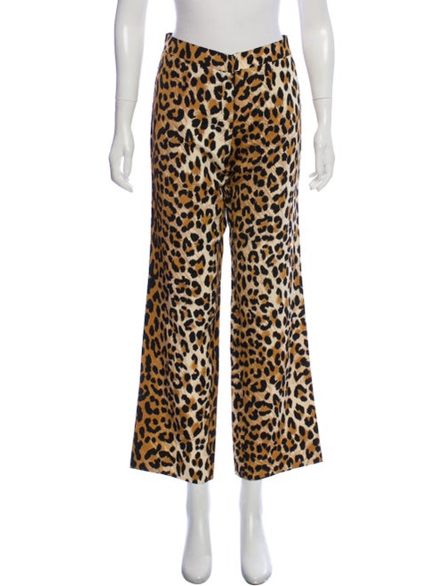 Tuleh Wide-Leg Animal Print Pants Brown