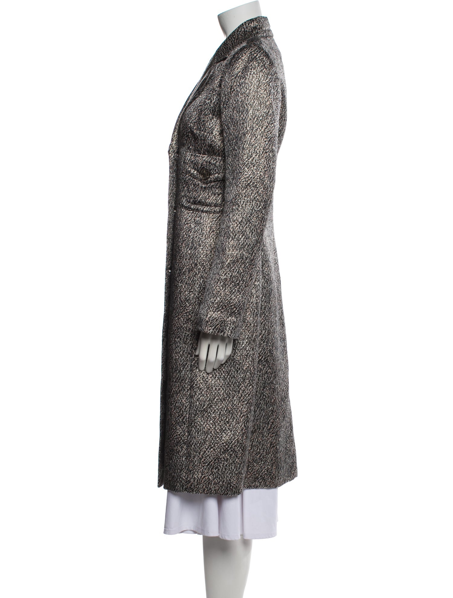 Tuleh Tweed Pattern Faux Fur Coat