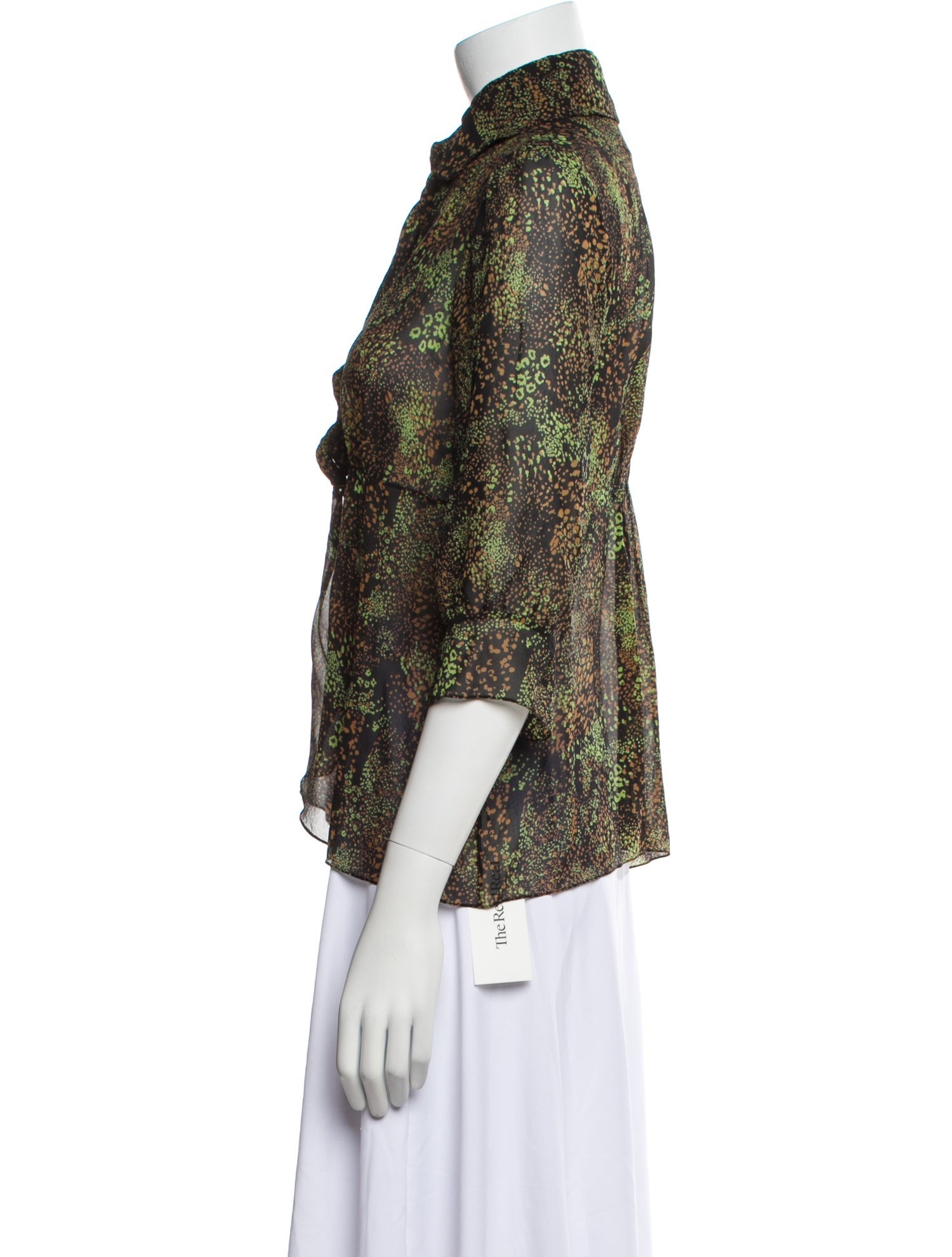 Tuleh Printed Three-Quarter Sleeve Button-Up Top