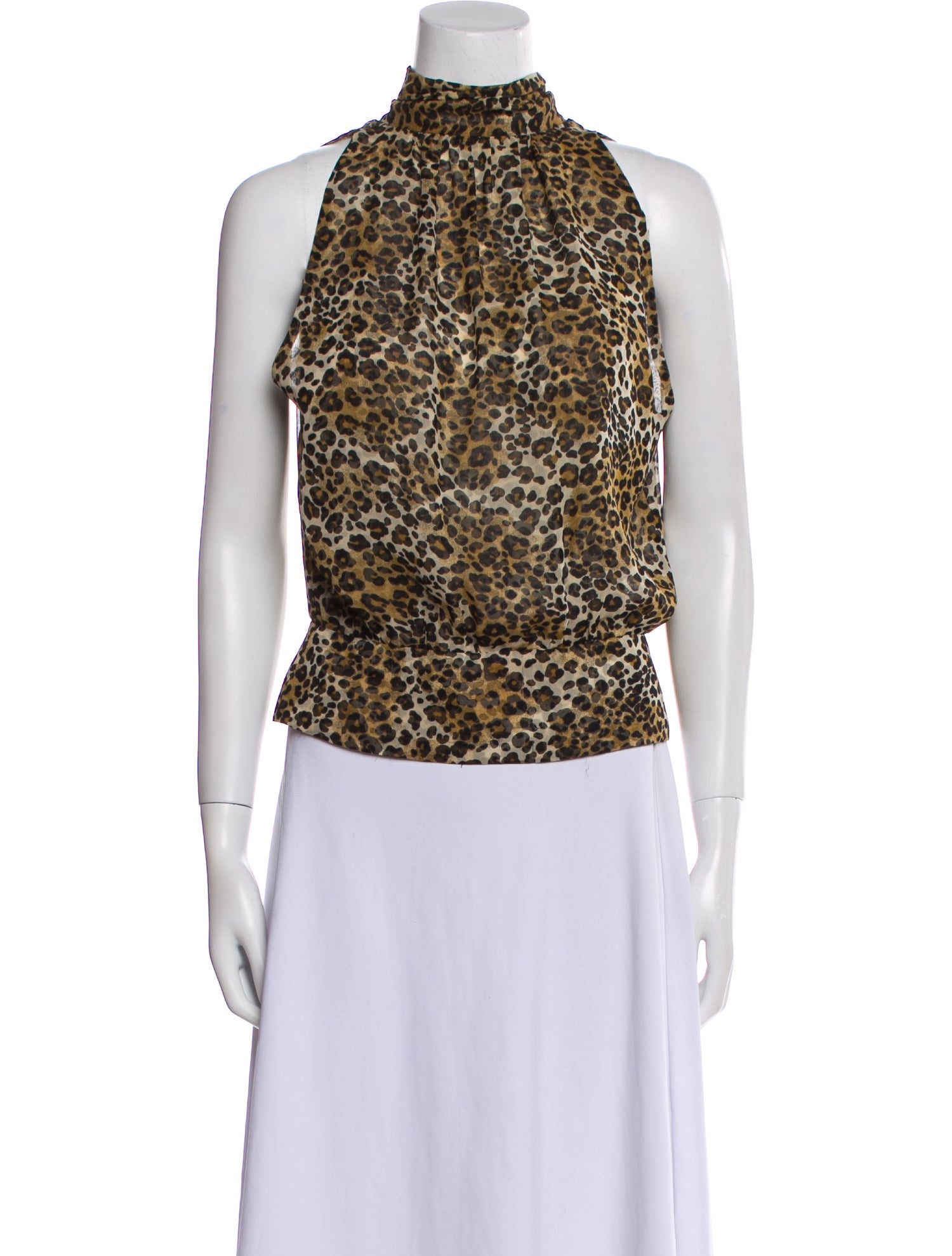 Tuleh Animal Print Mock Neck Crop Top