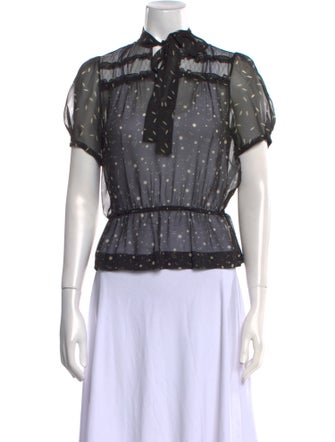 Tuleh Polka Dot Print Mock Neck Button-Up Top